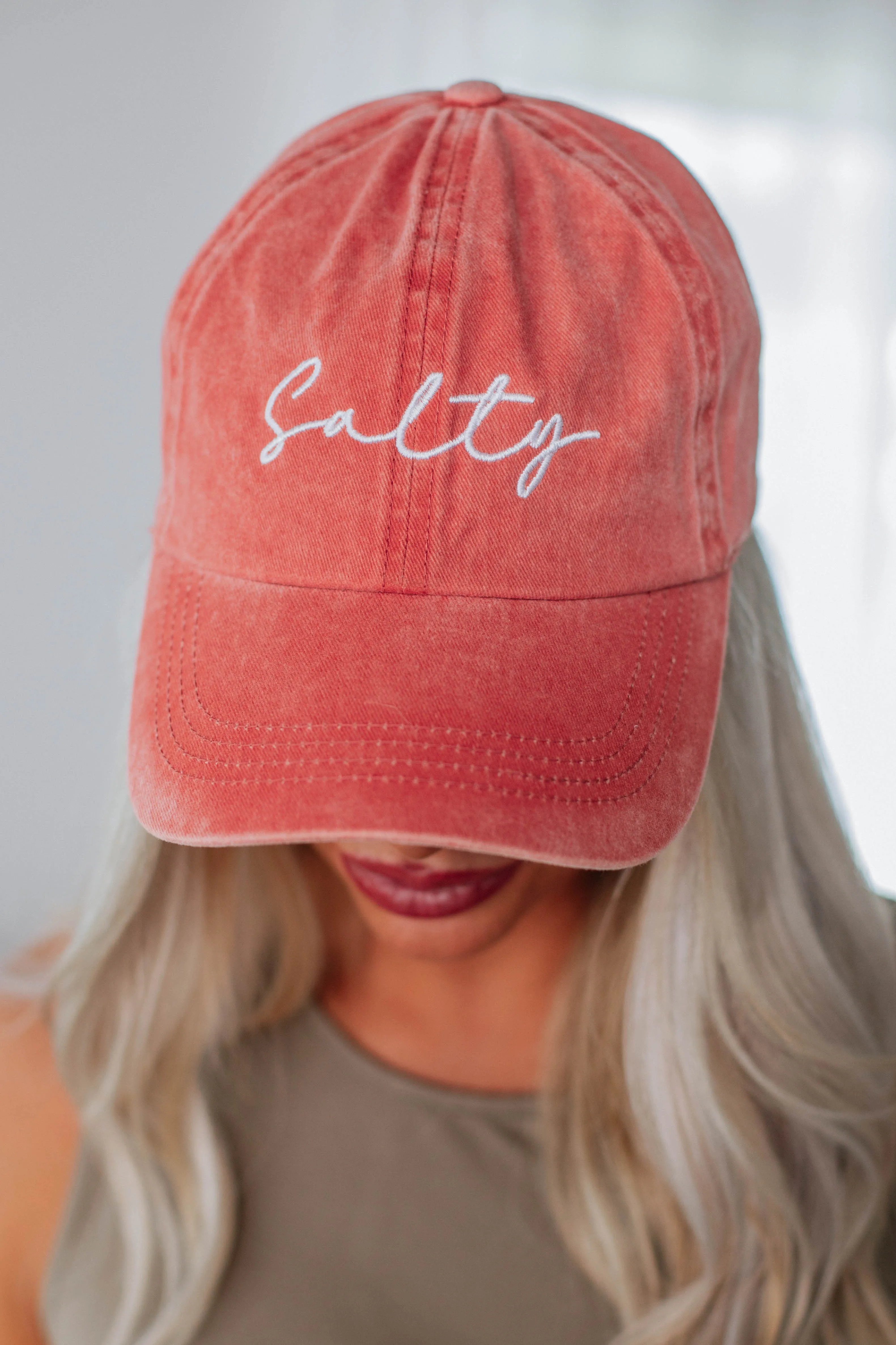 Salty Baseball Cap - Coral sold by Wild Oak Boutique product image thumbnail 2
