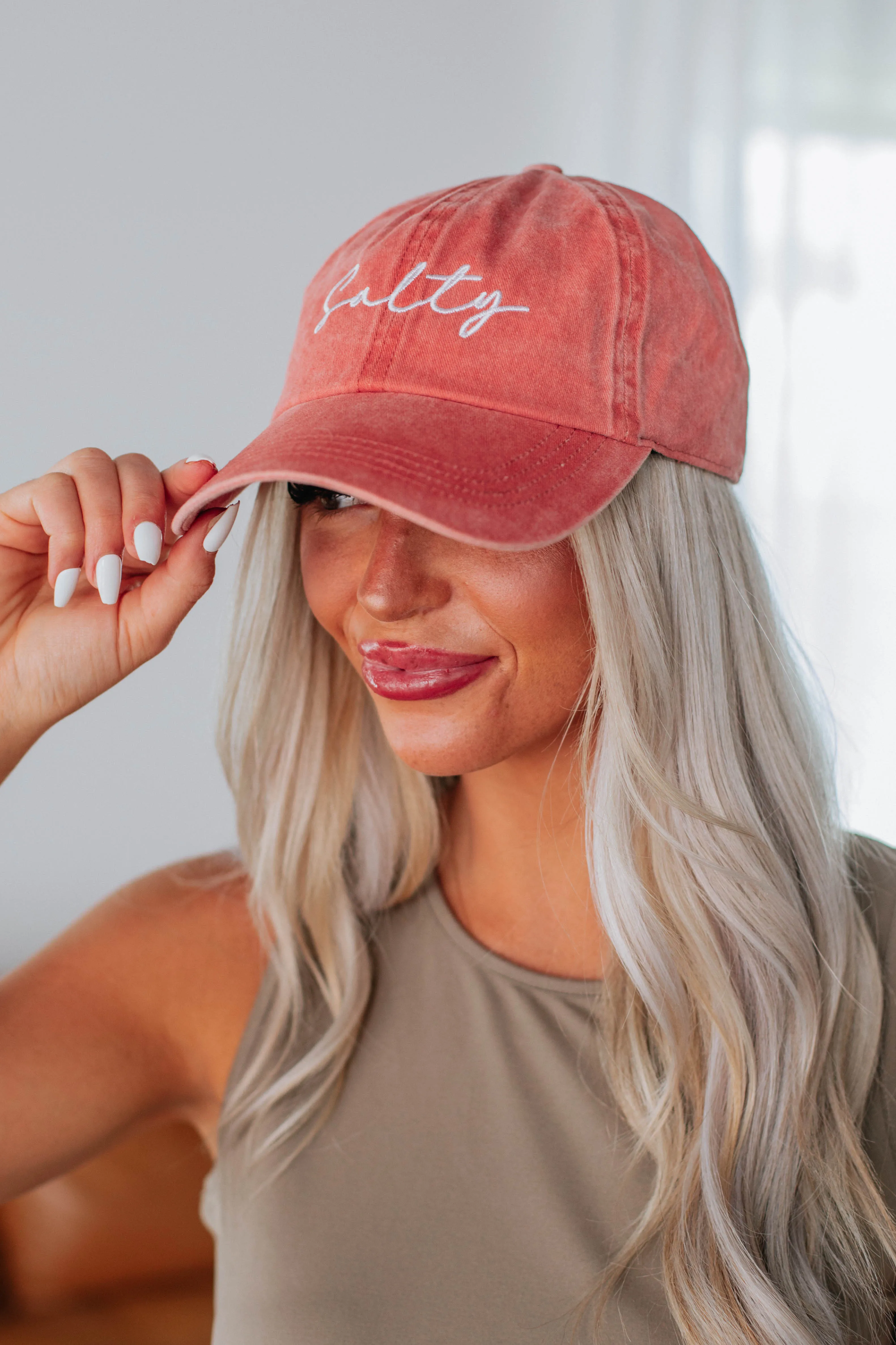 Salty Baseball Cap - Coral sold by Wild Oak Boutique product image thumbnail 3