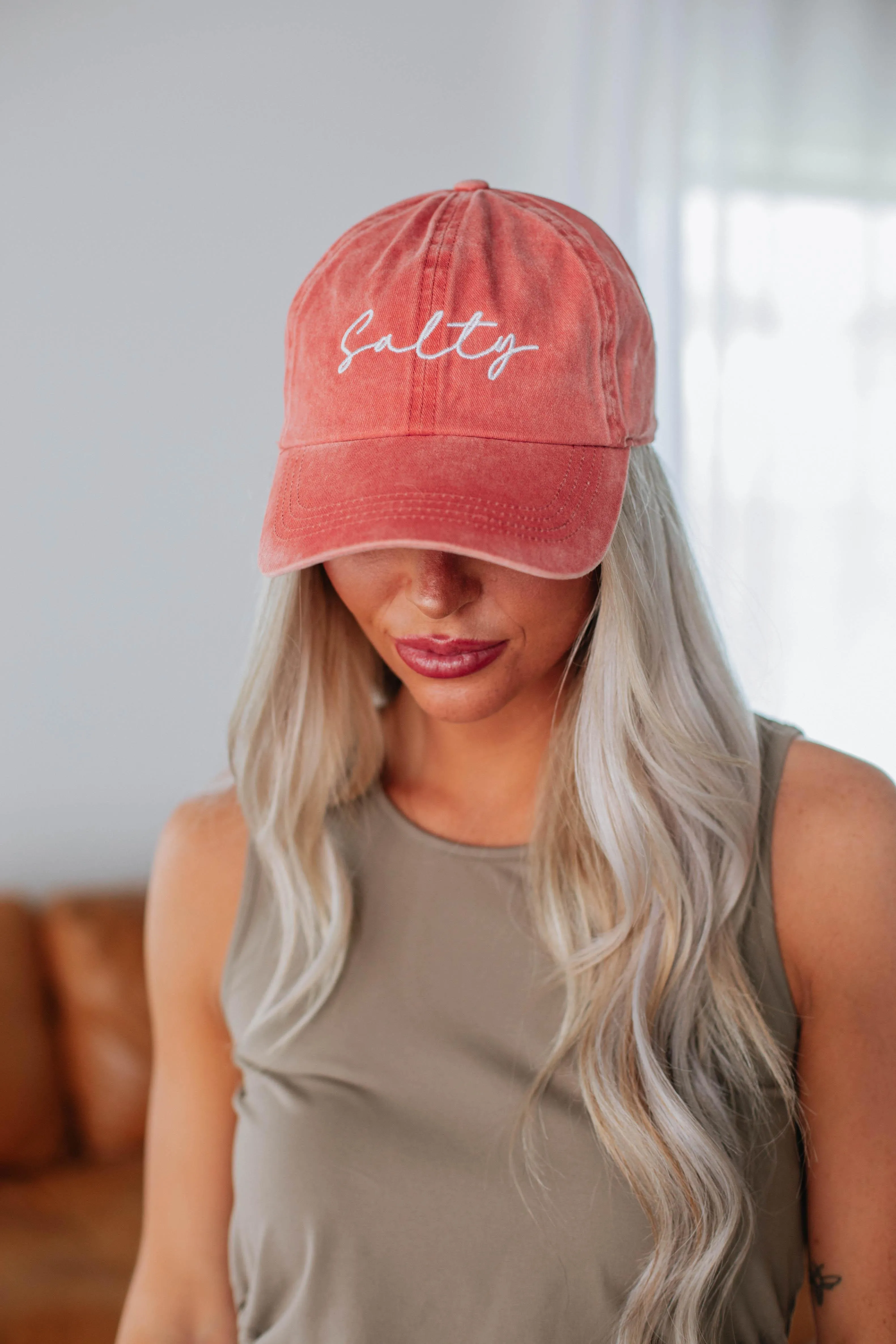 Salty Baseball Cap - Coral sold by Wild Oak Boutique
