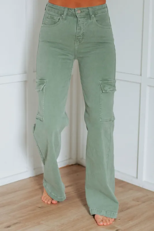 Kenzie Risen Cargo Jeans sold by Wild Oak Boutique