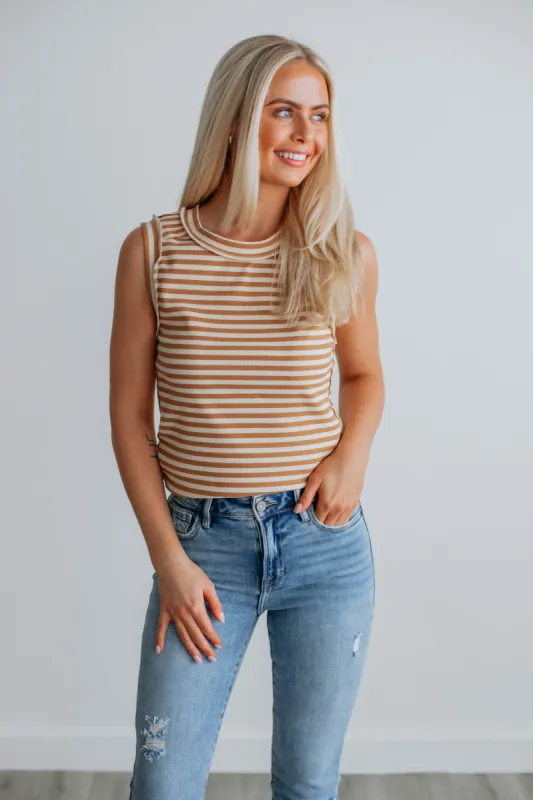 Tylar Ribbed Tank - Camel Mix sold by Wild Oak Boutique