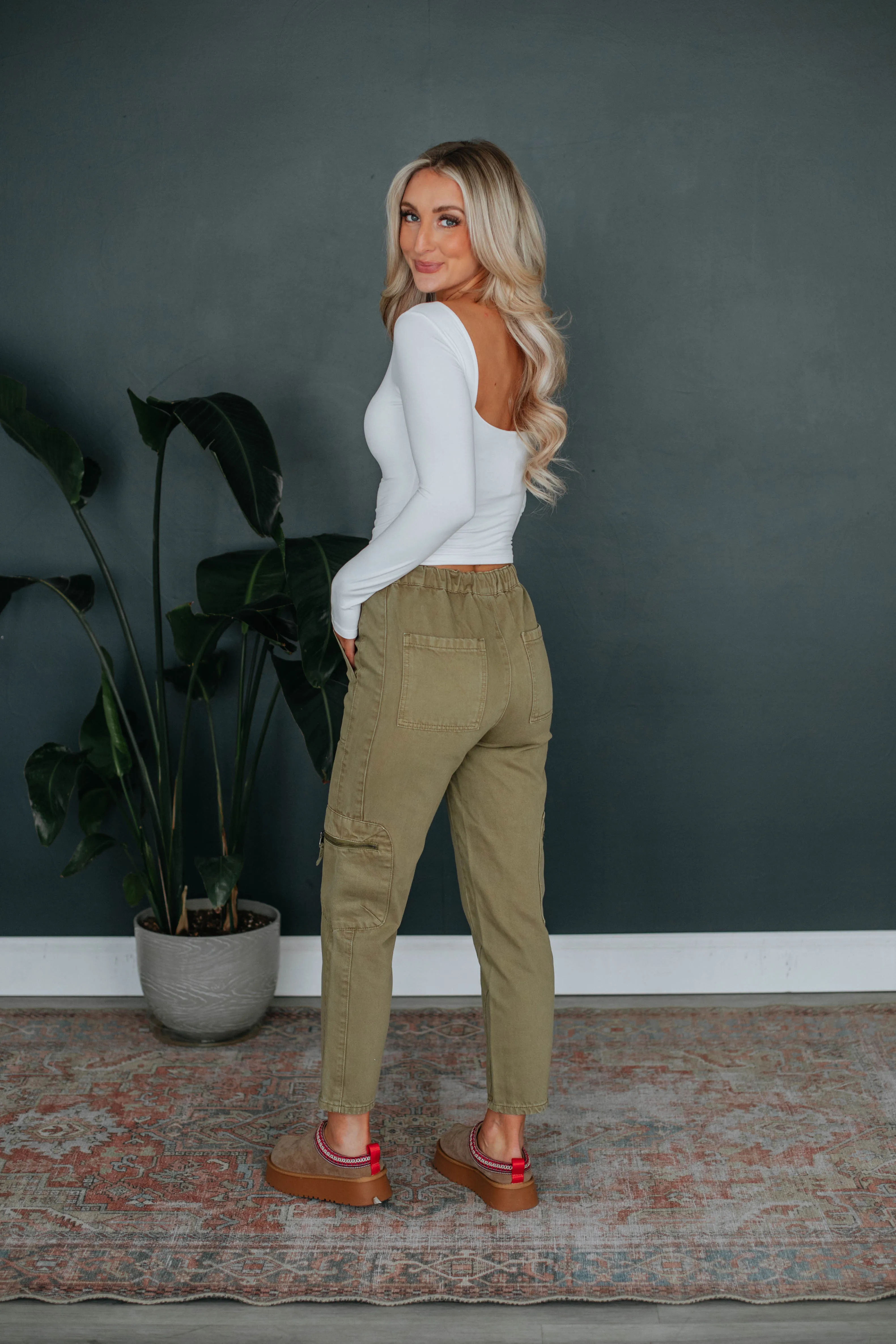 Odee Cargo Pants - Olive sold by Wild Oak Boutique product image thumbnail 2