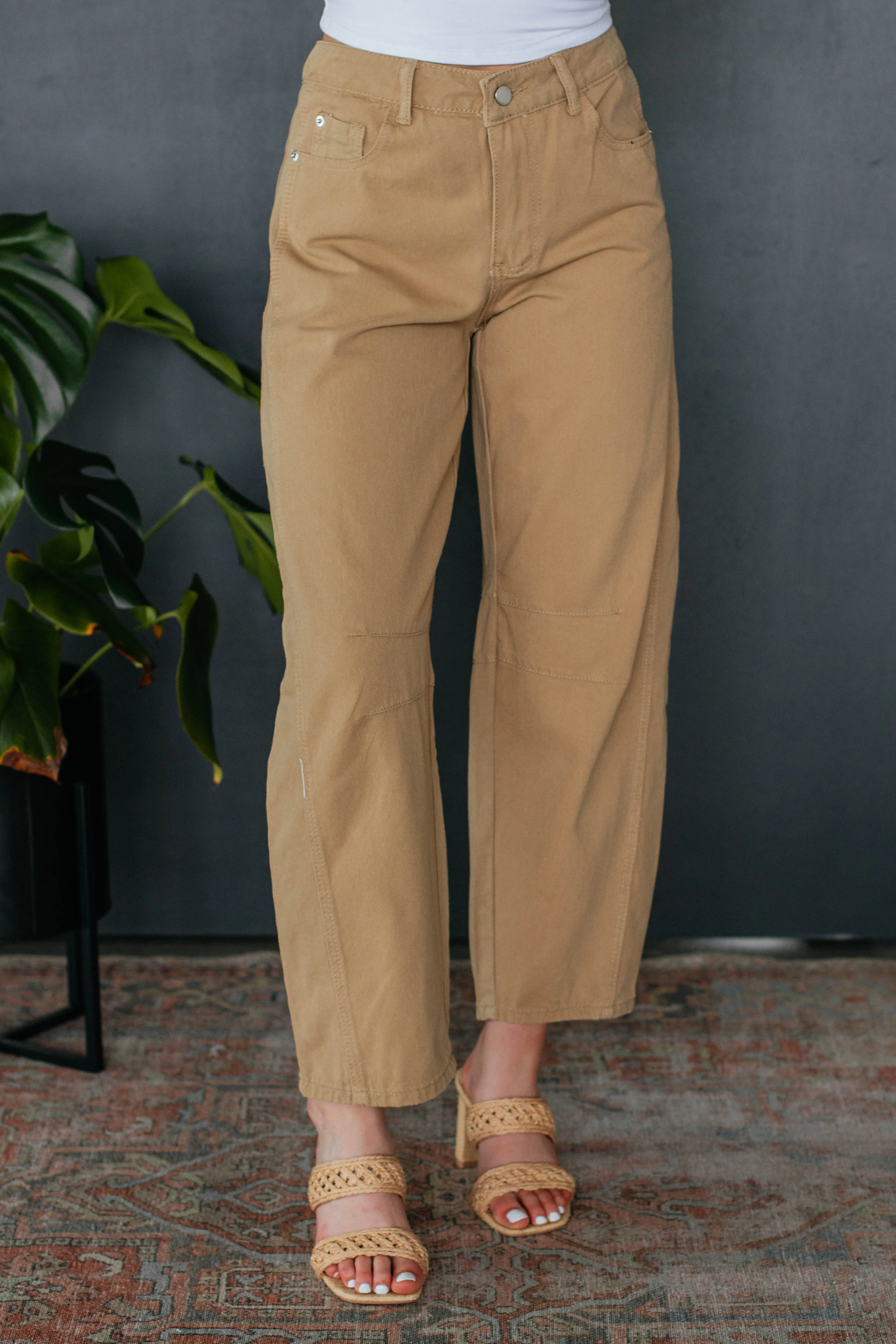Landen Barrel Pants - Camel sold by Wild Oak Boutique product image thumbnail 2