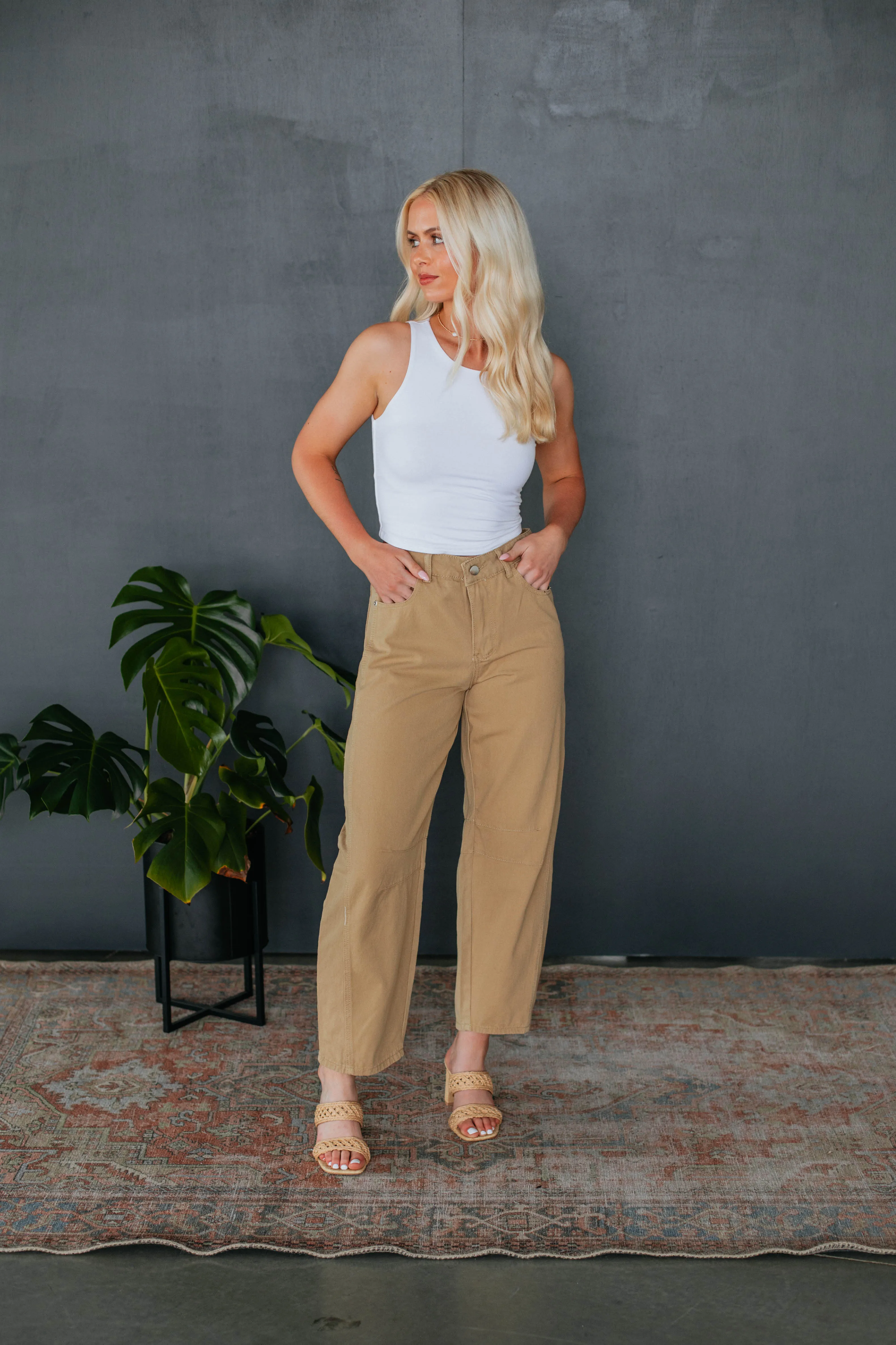 Landen Barrel Pants - Camel sold by Wild Oak Boutique