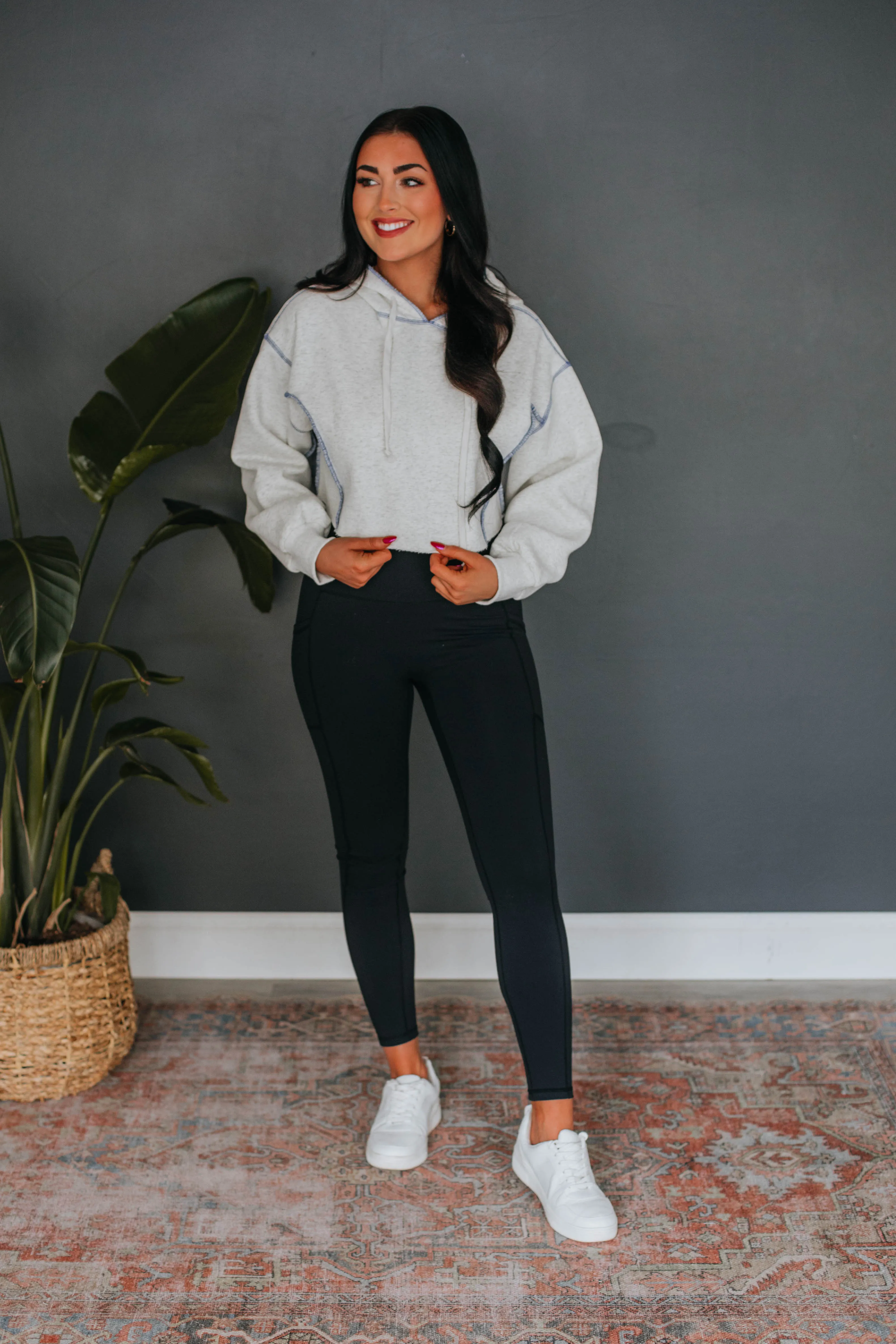 Jaycee Cropped Hoodie - Steel Blue sold by Wild Oak Boutique product image thumbnail 2