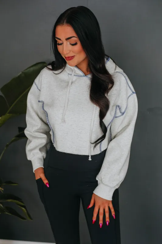 Jaycee Cropped Hoodie - Steel Blue sold by Wild Oak Boutique