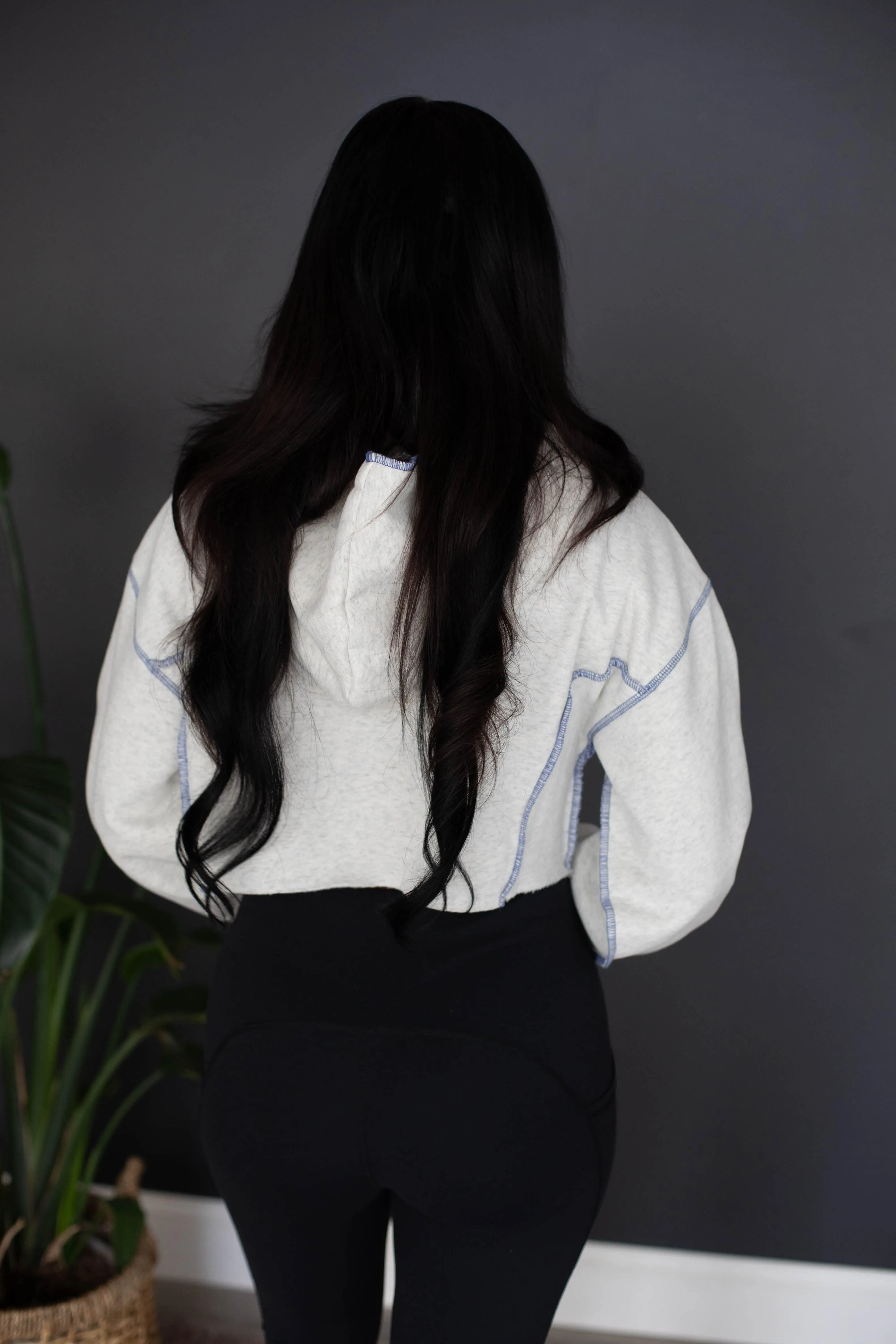 Jaycee Cropped Hoodie - Steel Blue sold by Wild Oak Boutique product image thumbnail 5