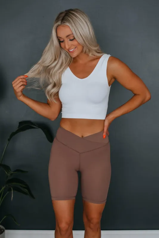 Eden Crossover Biker Shorts - Mocha made by Wild Oak Boutique