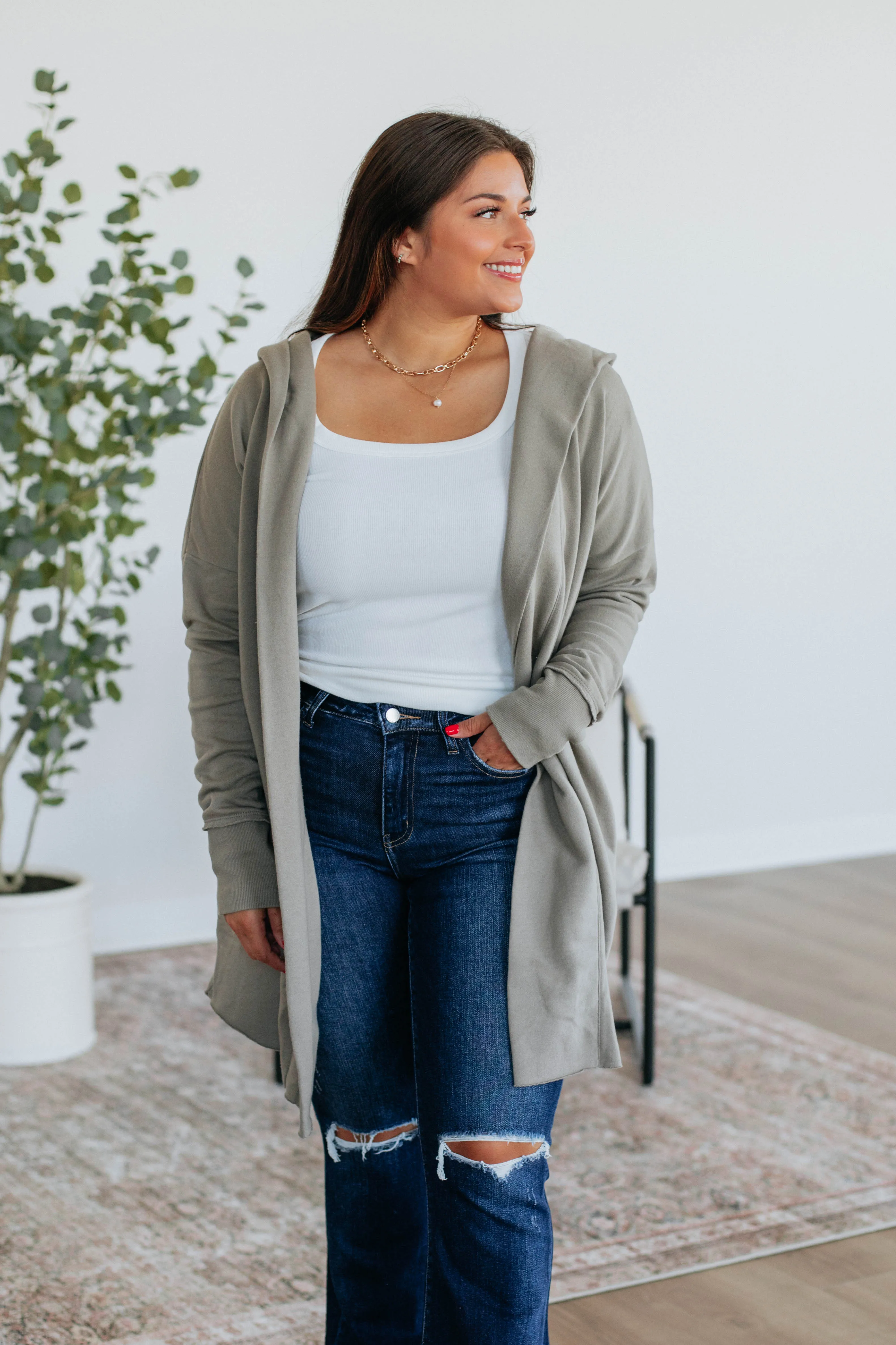 Rebekah Cardigan - Mushroom sold by Wild Oak Boutique product image thumbnail 3