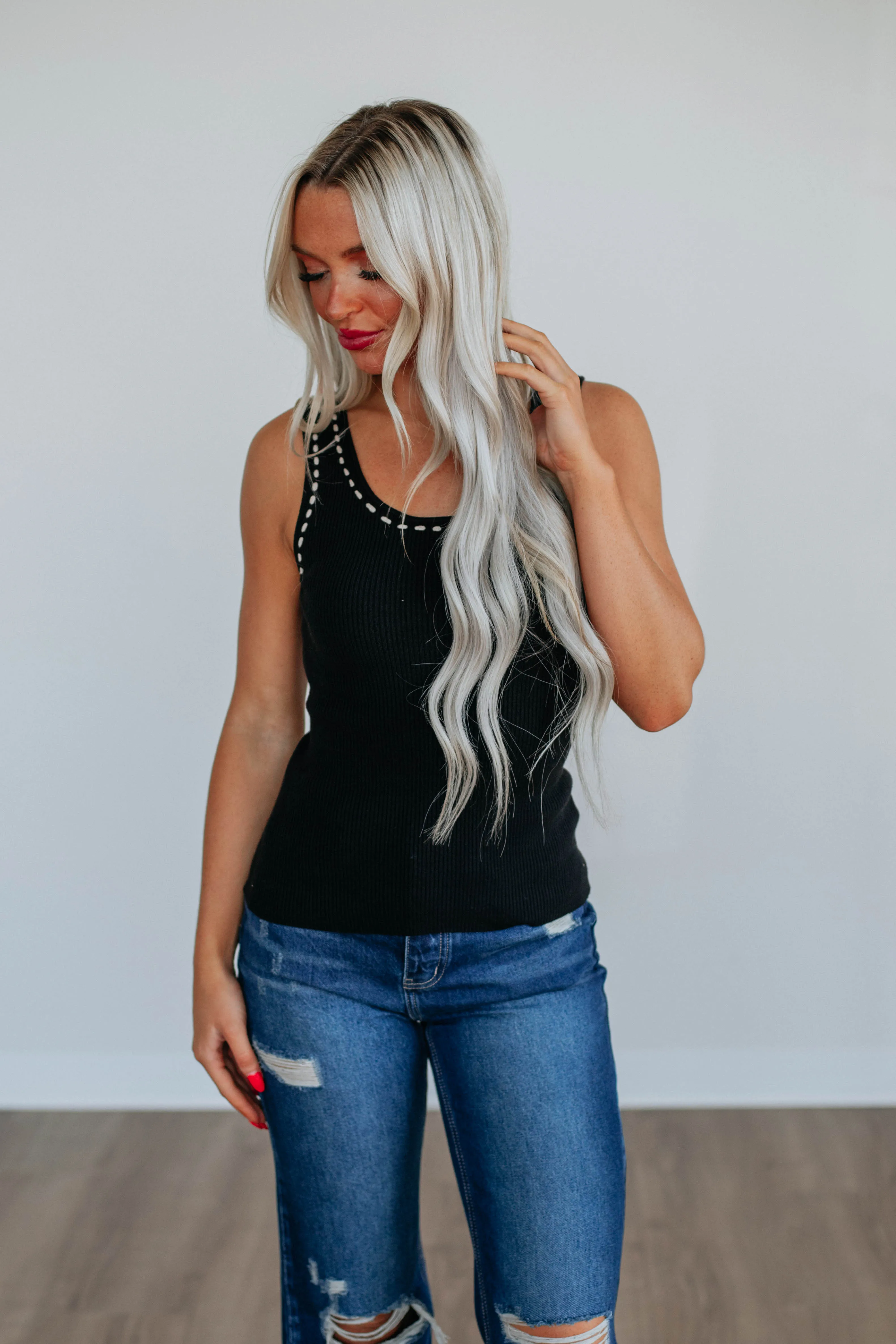 Lehni Ribbed Tank - Black sold by Wild Oak Boutique product image thumbnail 4