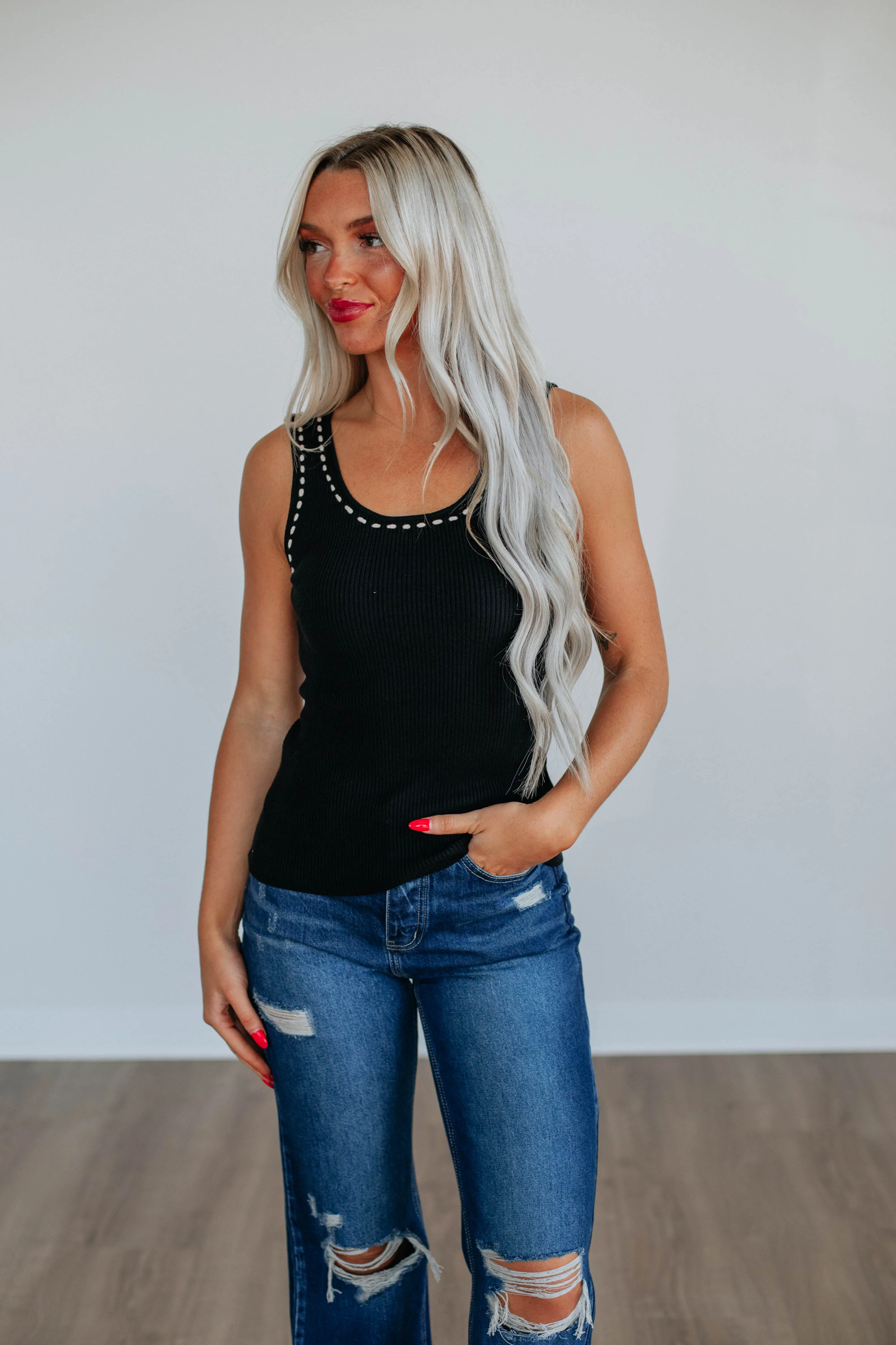 Lehni Ribbed Tank - Black sold by Wild Oak Boutique product image thumbnail 3