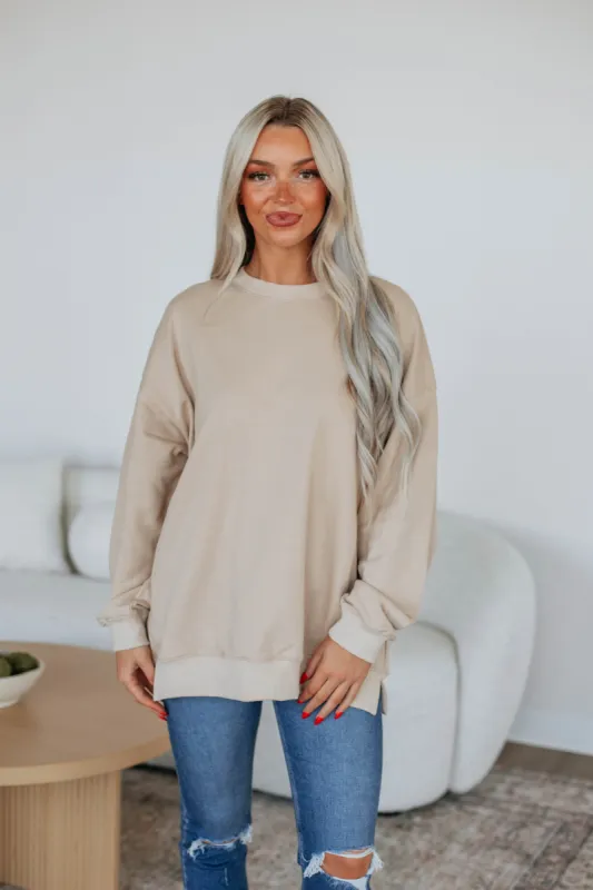 Day Dream Crewneck - Taupe sold by Wild Oak Boutique