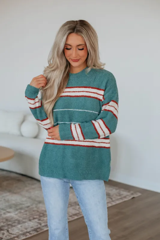 Cordae Striped Sweater - Jade sold by Wild Oak Boutique