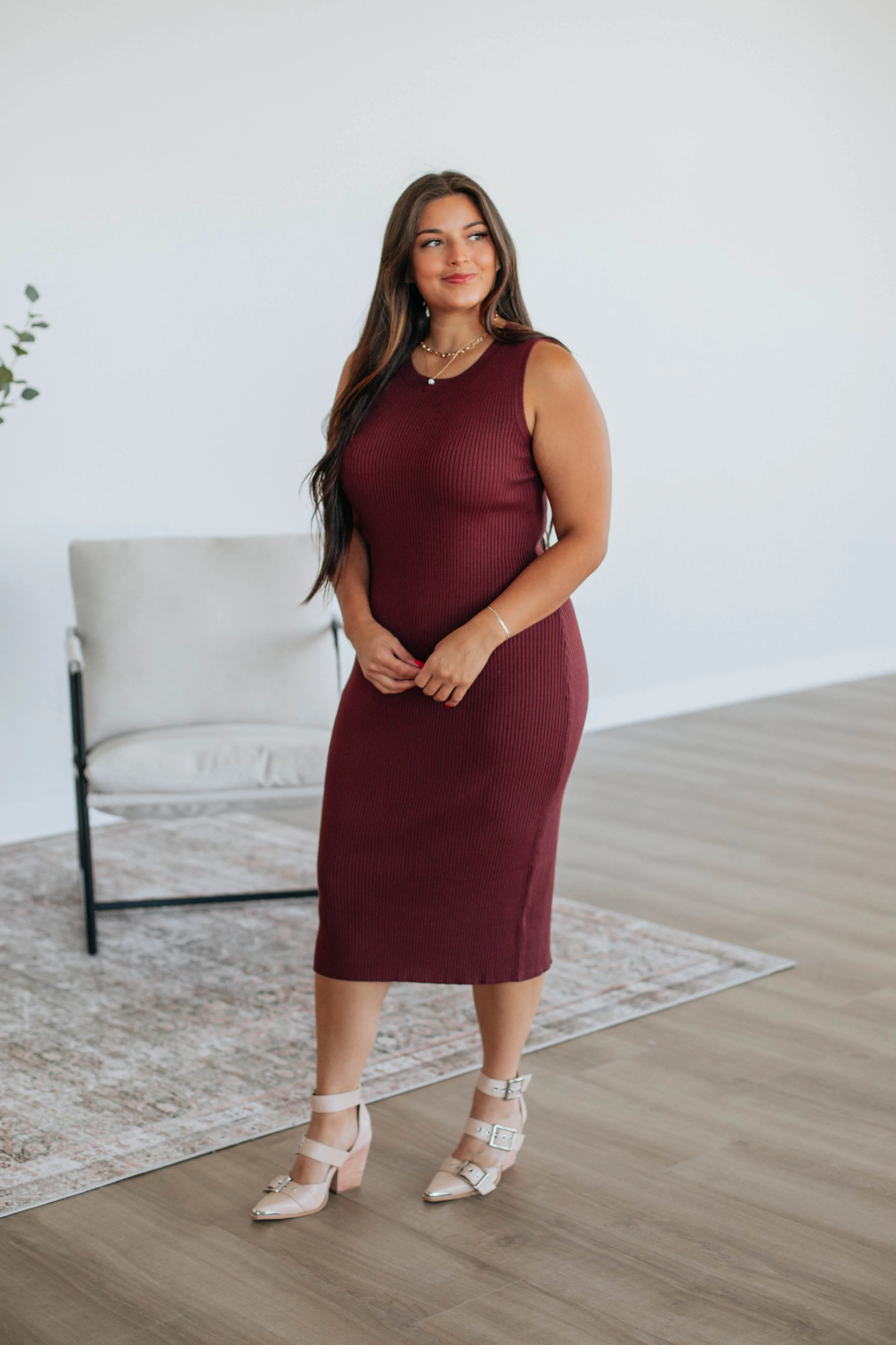 Carina Midi Dress - Merlot sold by Wild Oak Boutique product image thumbnail 5