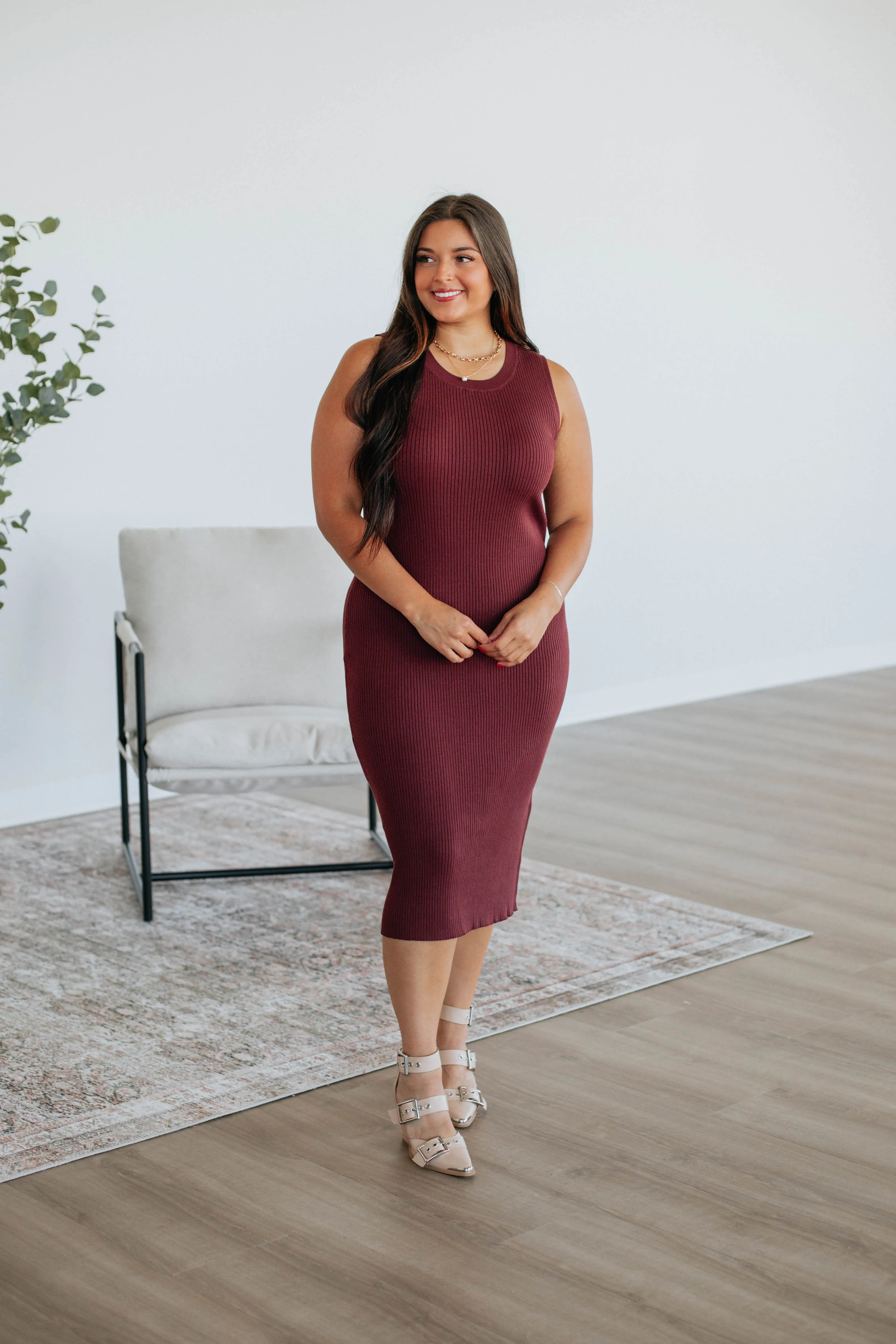 Carina Midi Dress - Merlot sold by Wild Oak Boutique product image thumbnail 4