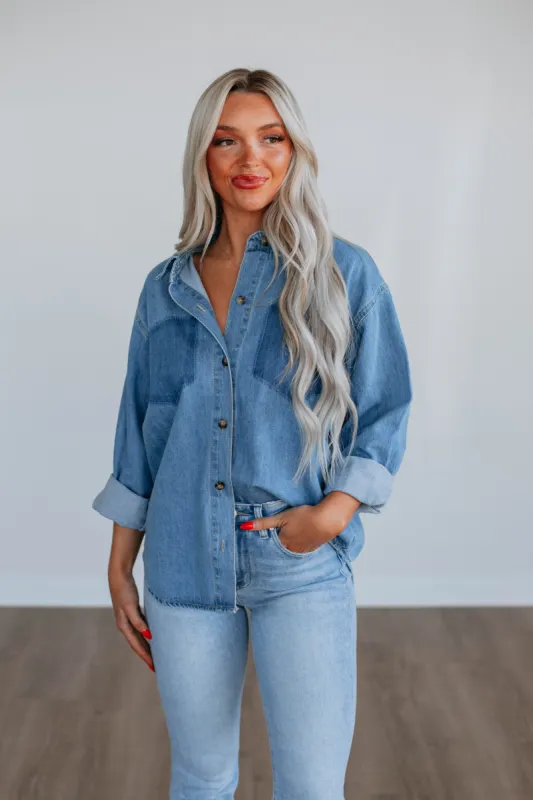 Parkley Denim Shacket sold by Wild Oak Boutique