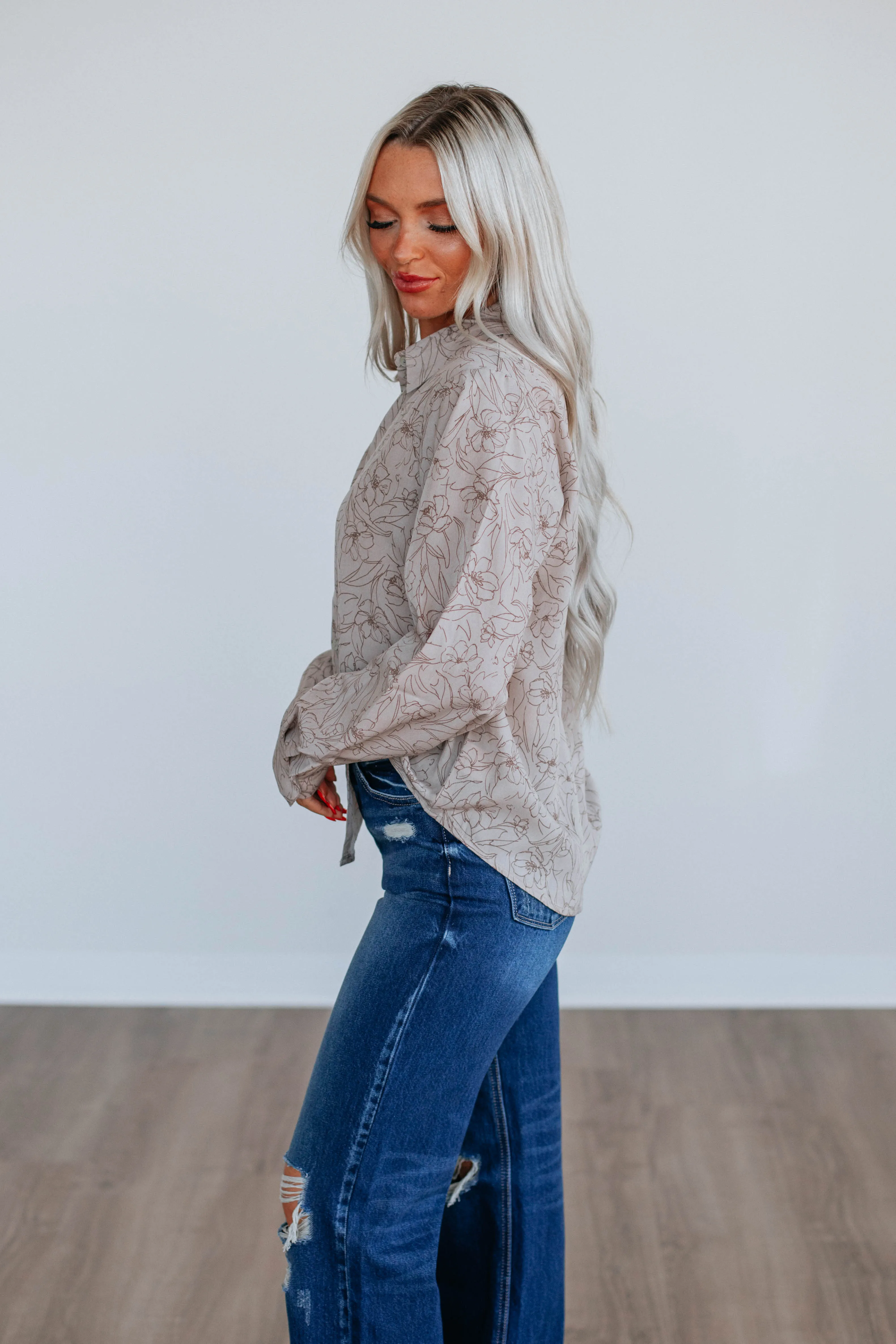 Dyana Floral Button Up - Almond sold by Wild Oak Boutique product image thumbnail 2