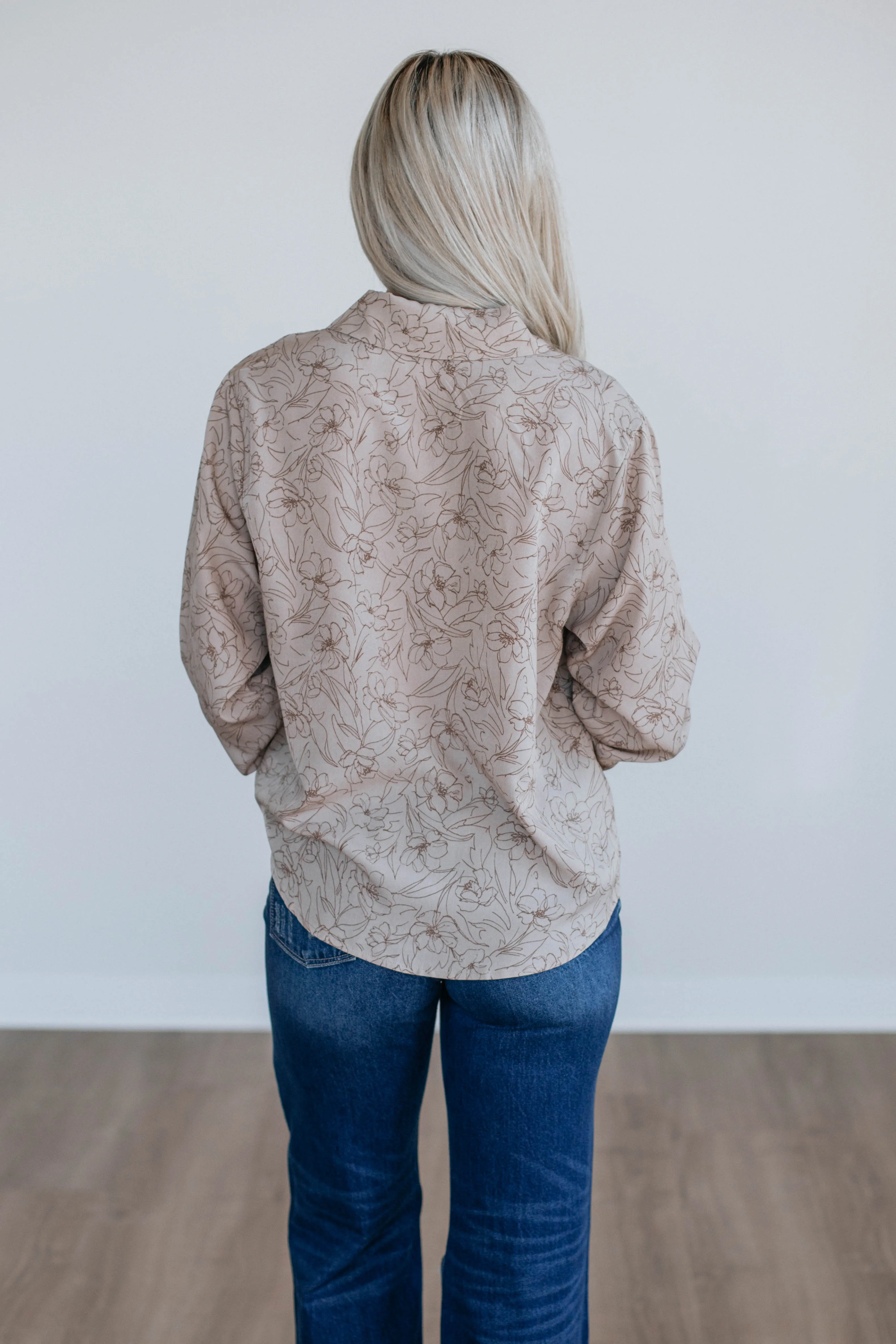 Dyana Floral Button Up - Almond sold by Wild Oak Boutique product image thumbnail 5