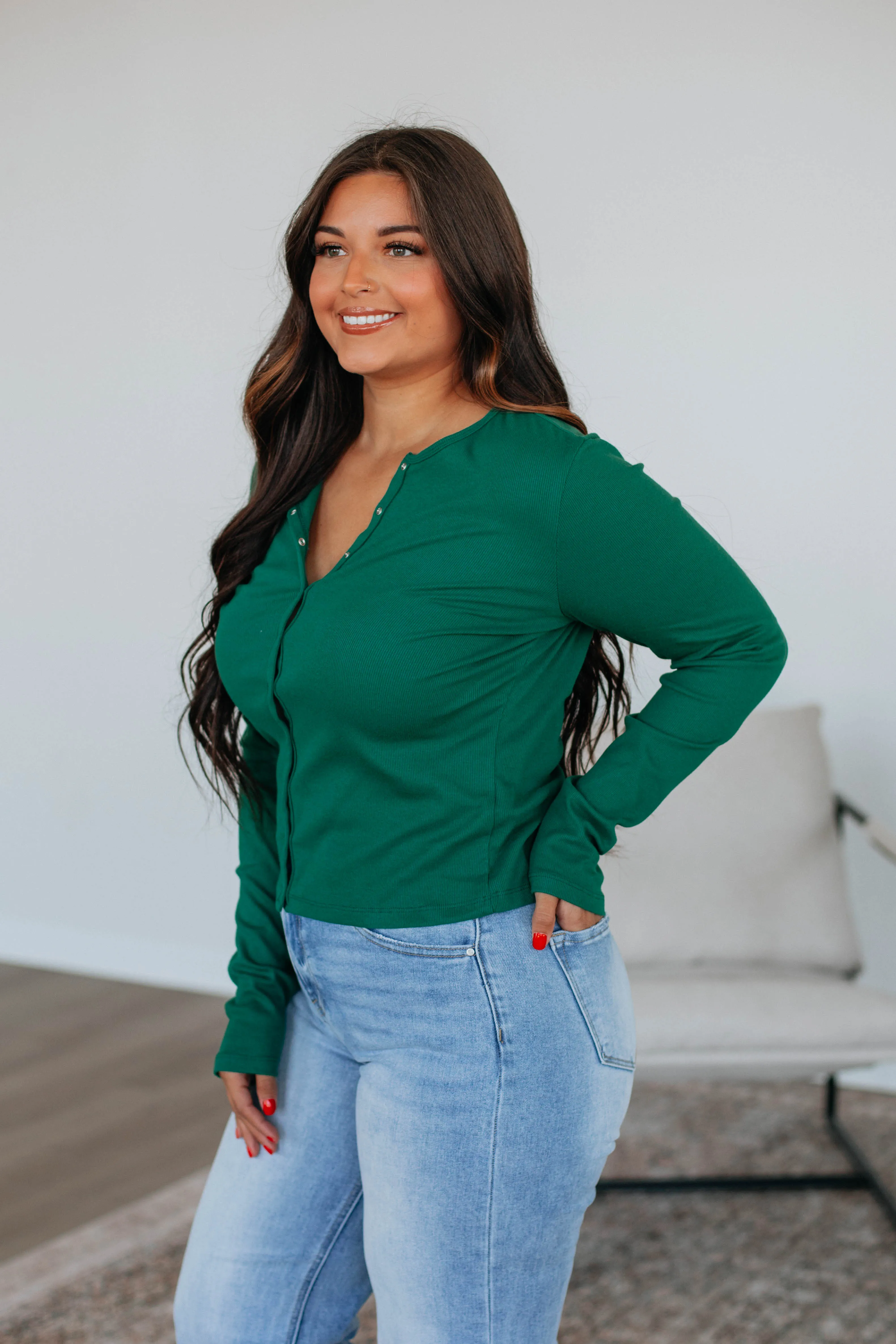 Liora Ribbed Top - Hunter Green sold by Wild Oak Boutique product image thumbnail 2