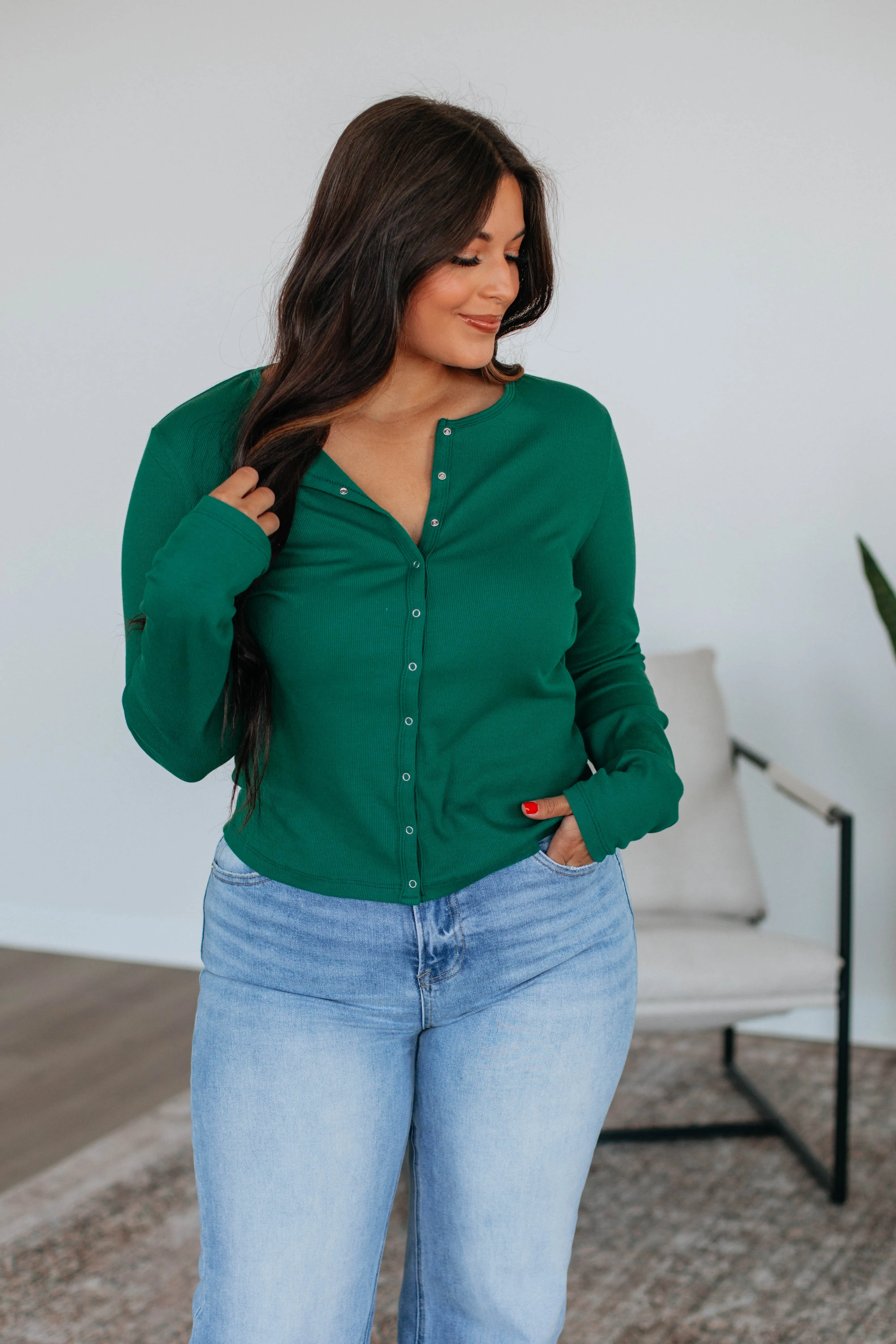Liora Ribbed Top - Hunter Green sold by Wild Oak Boutique product image thumbnail 4