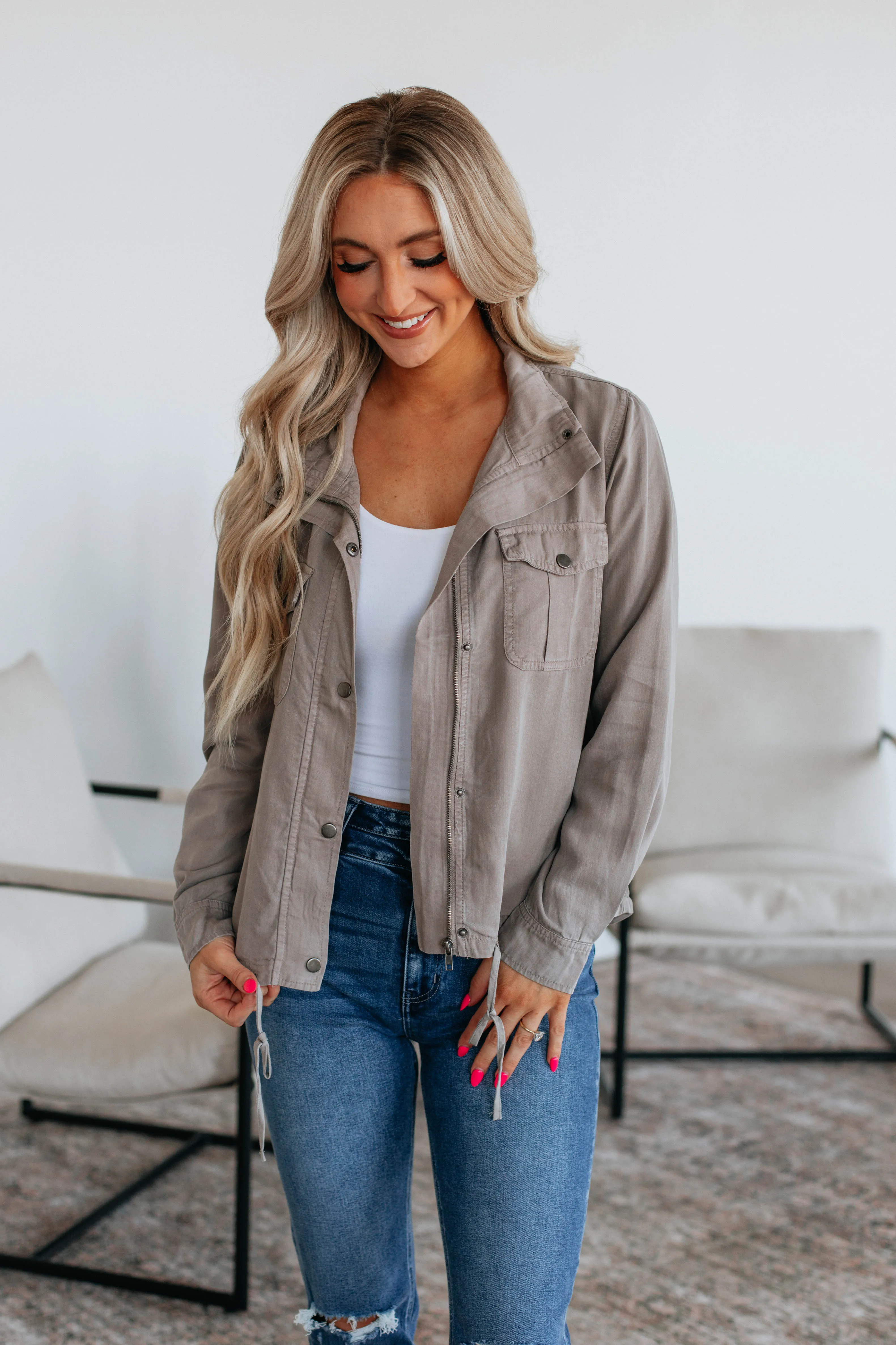 Finnegan Lightweight Jacket - Stone sold by Wild Oak Boutique