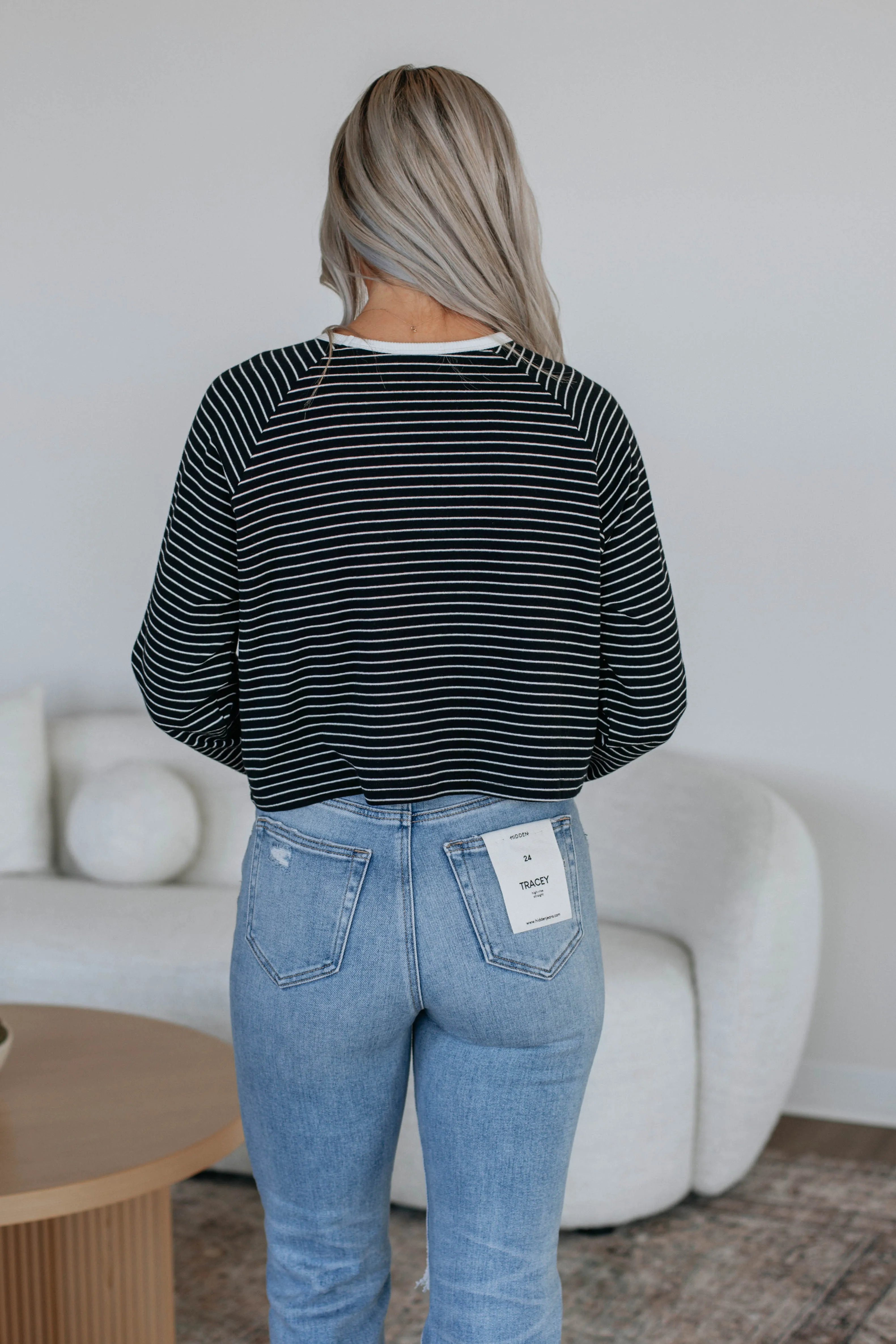 Kelley Striped Top - Black sold by Wild Oak Boutique product image thumbnail 4