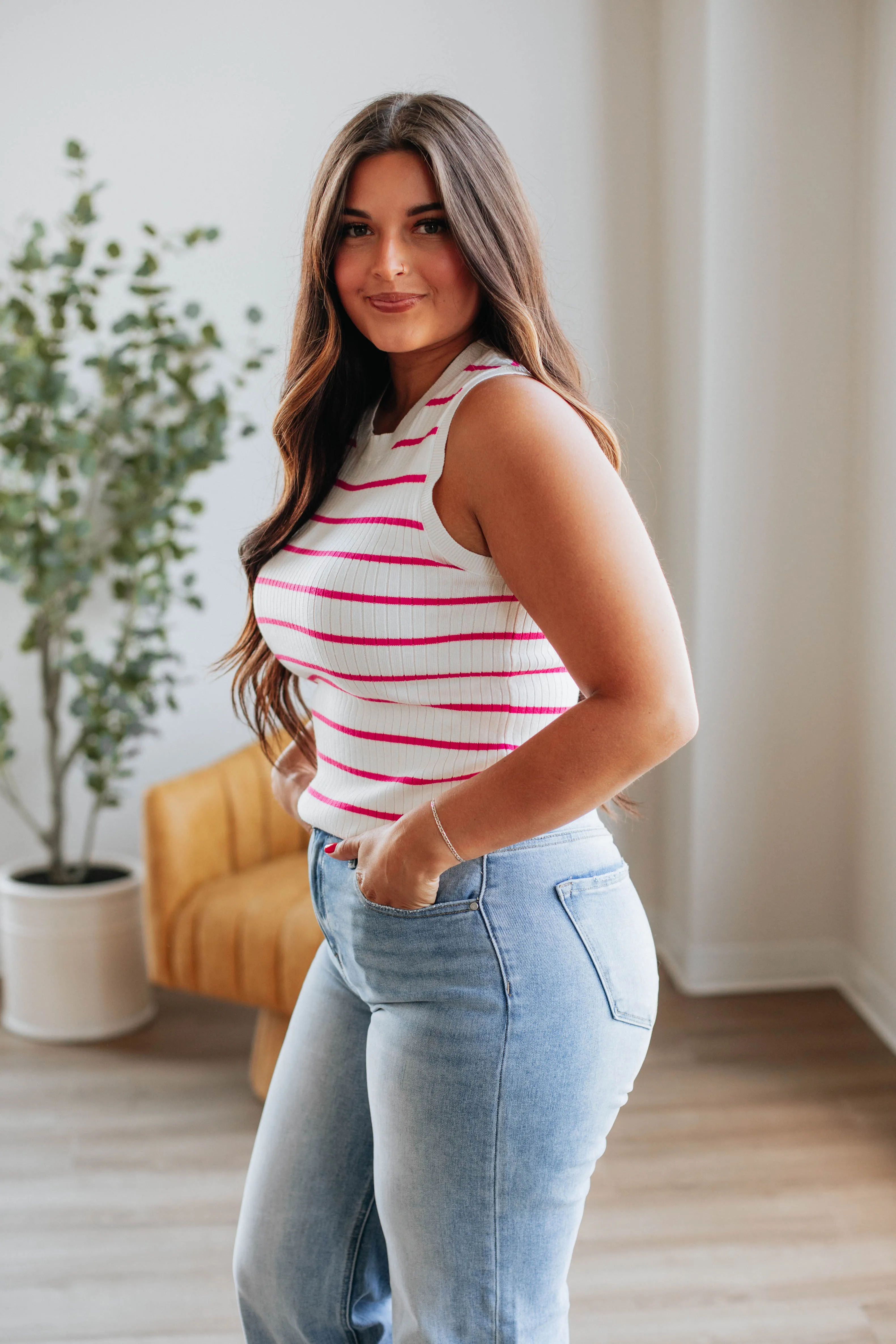 Alanis Striped Tank - Ivory sold by Wild Oak Boutique product image thumbnail 4