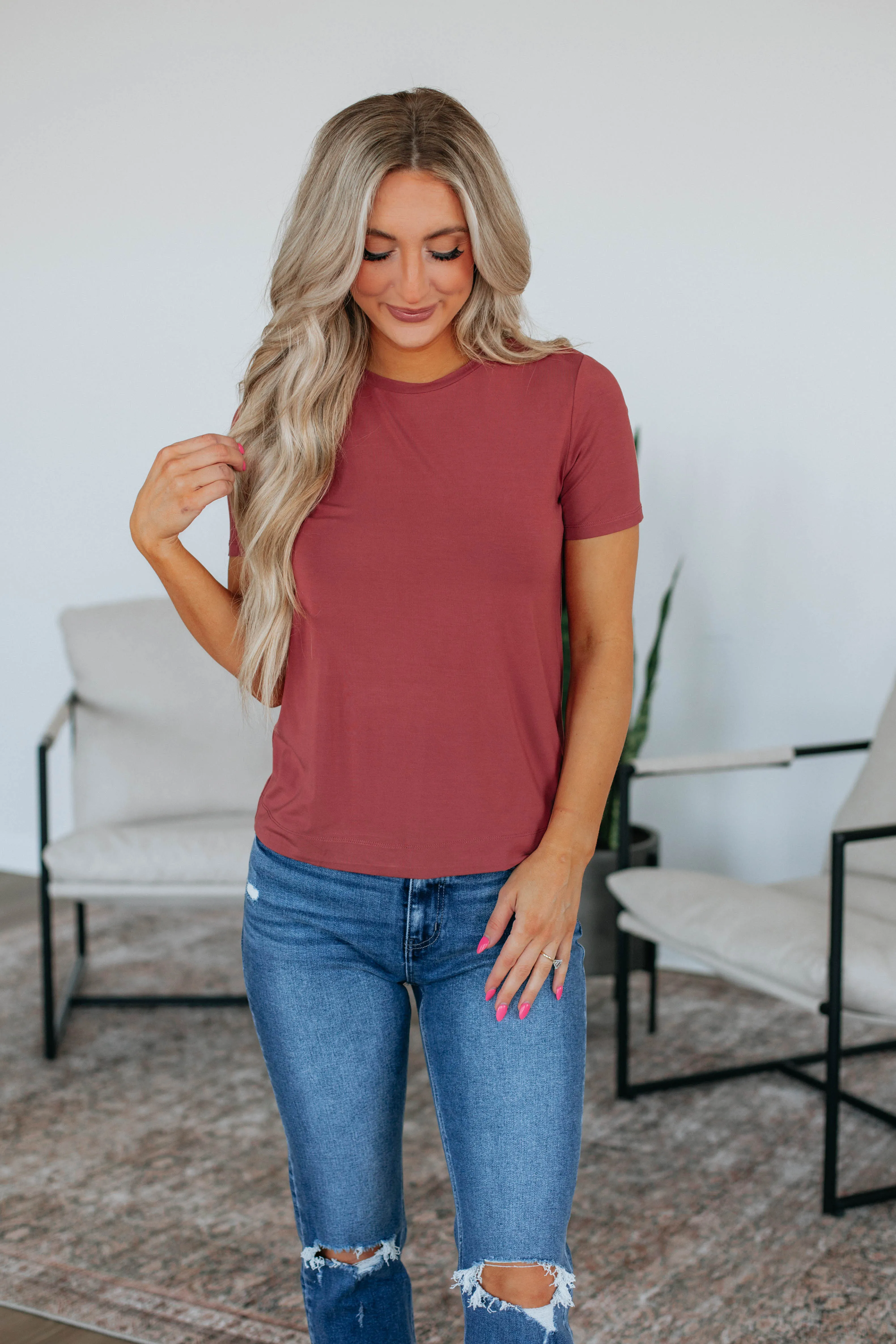 RaeAnn Basic Tee - Raspberry sold by Wild Oak Boutique product image thumbnail 4