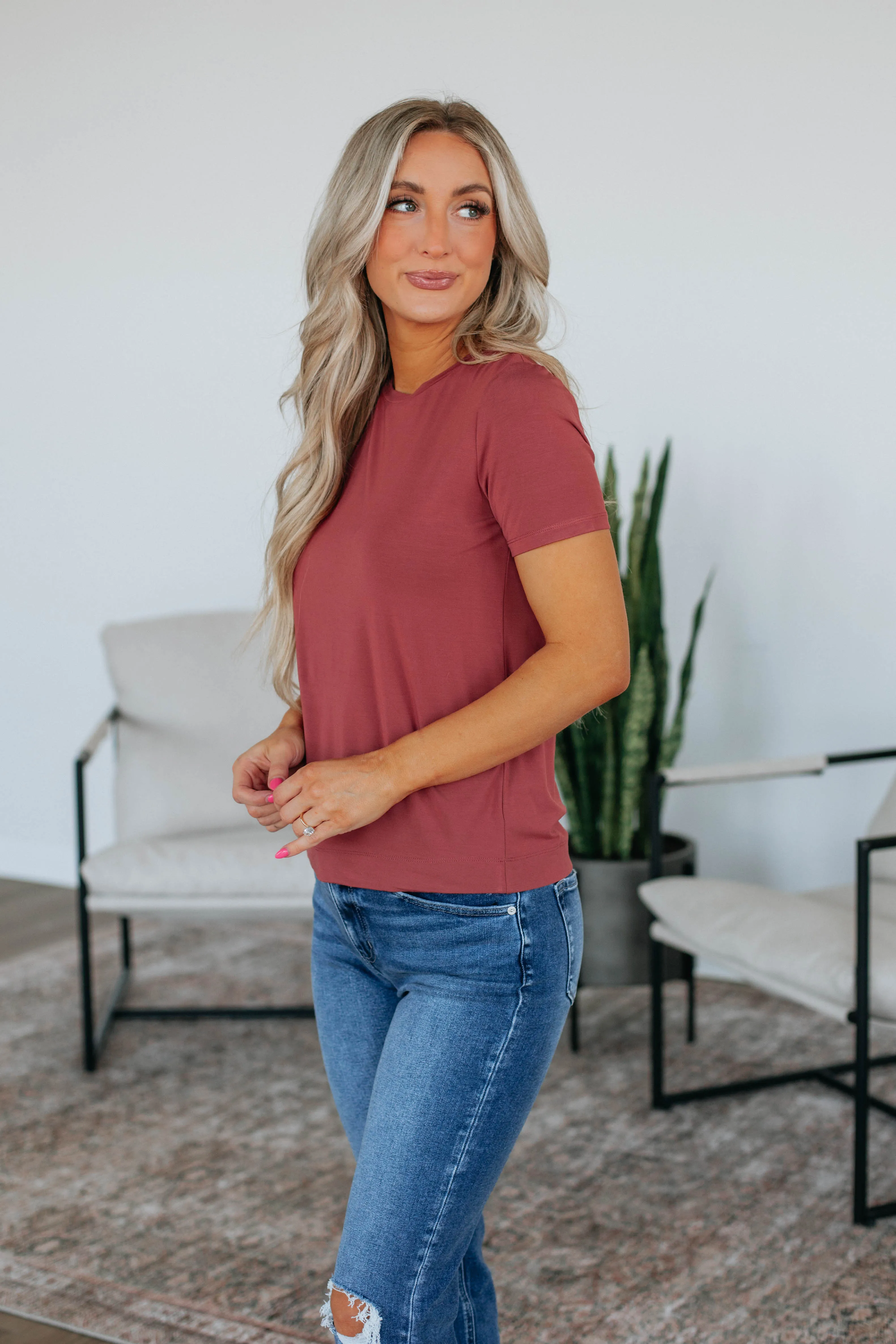 RaeAnn Basic Tee - Raspberry sold by Wild Oak Boutique product image thumbnail 3