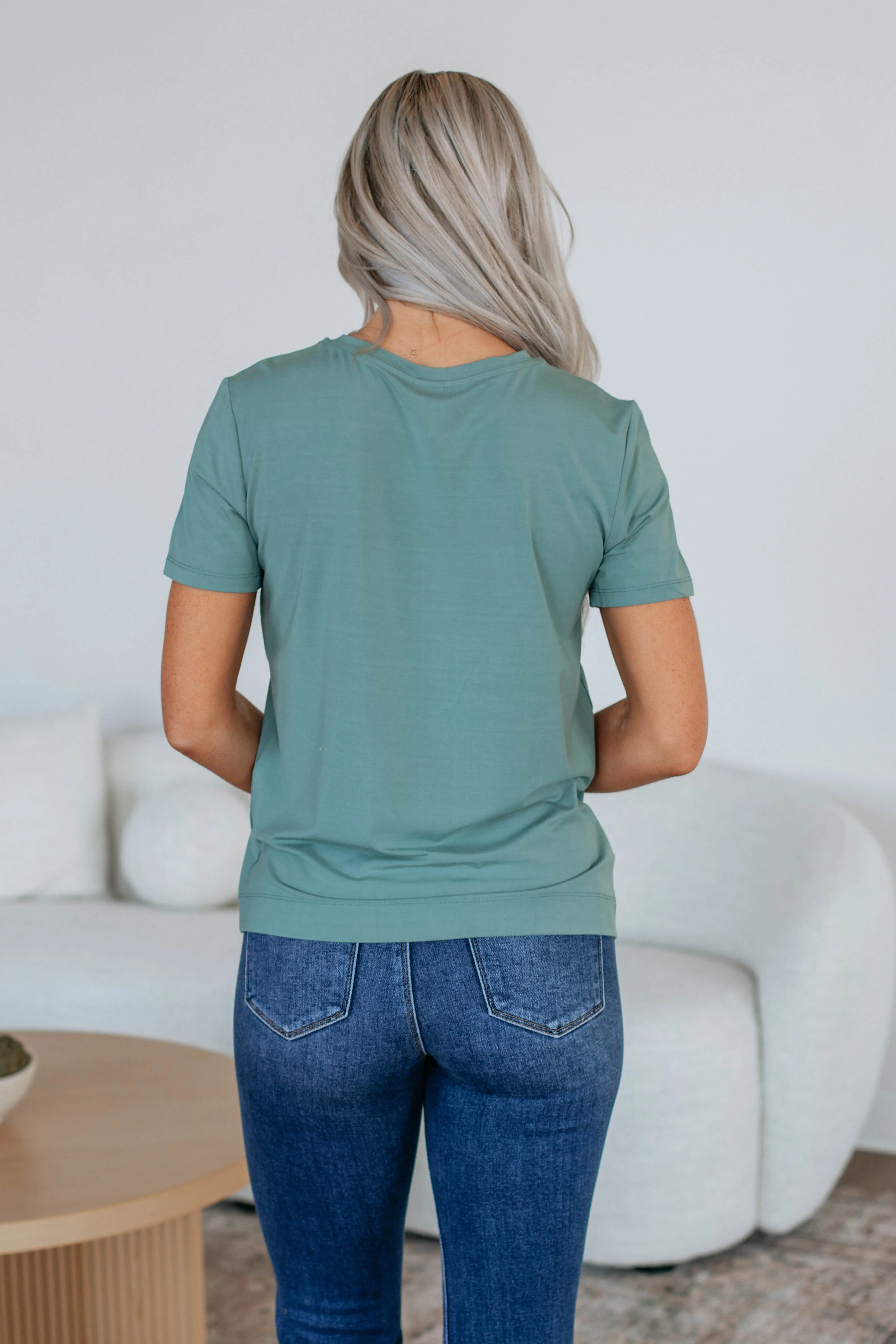 RaeAnn Basic Tee - Dusty Sage sold by Wild Oak Boutique product image thumbnail 5