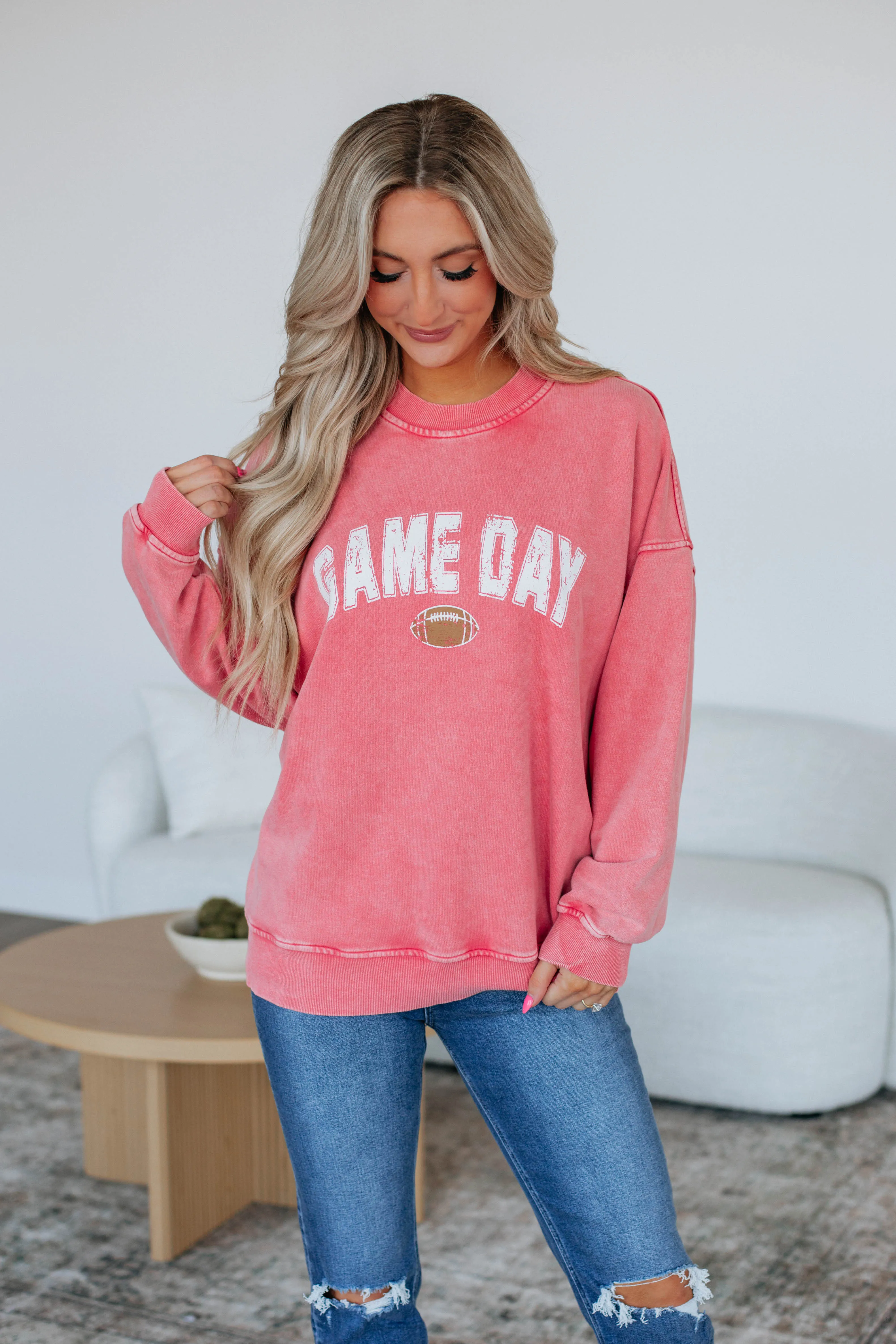 Game Day Oversized Crewneck - Red sold by Wild Oak Boutique product image thumbnail 4
