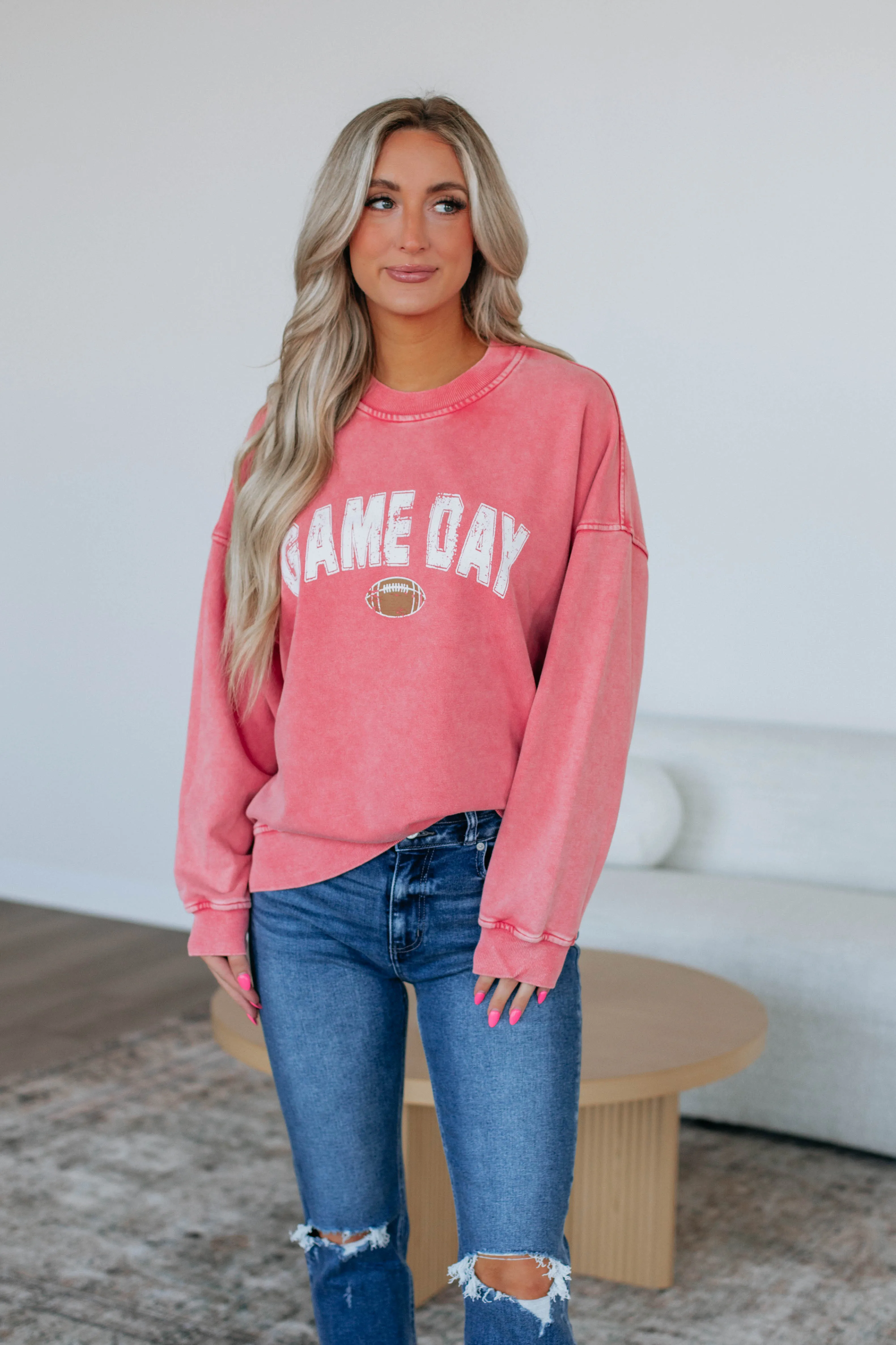 Game Day Oversized Crewneck - Red sold by Wild Oak Boutique product image thumbnail 2