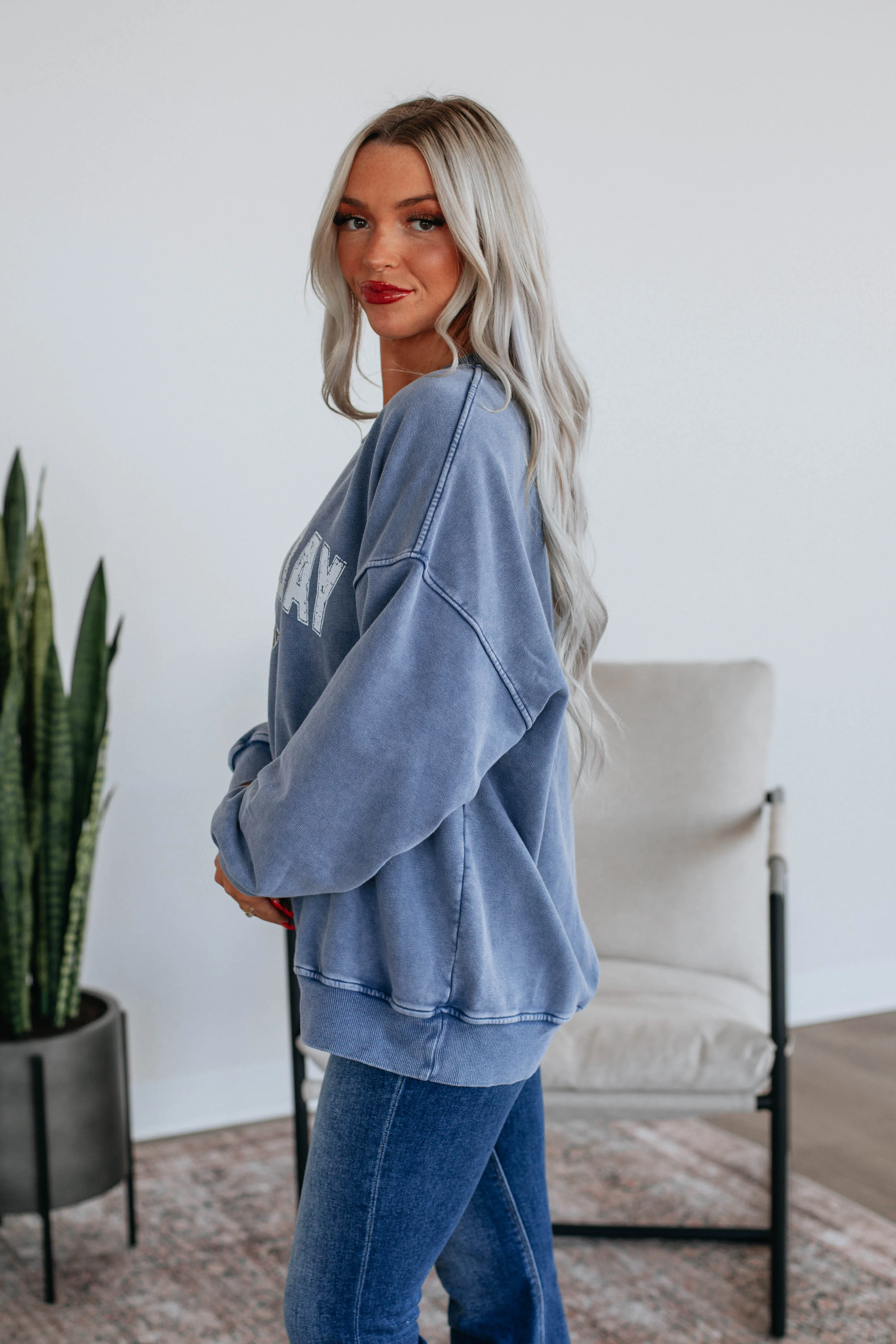 Game Day Oversized Crewneck - Steel Blue sold by Wild Oak Boutique product image thumbnail 4