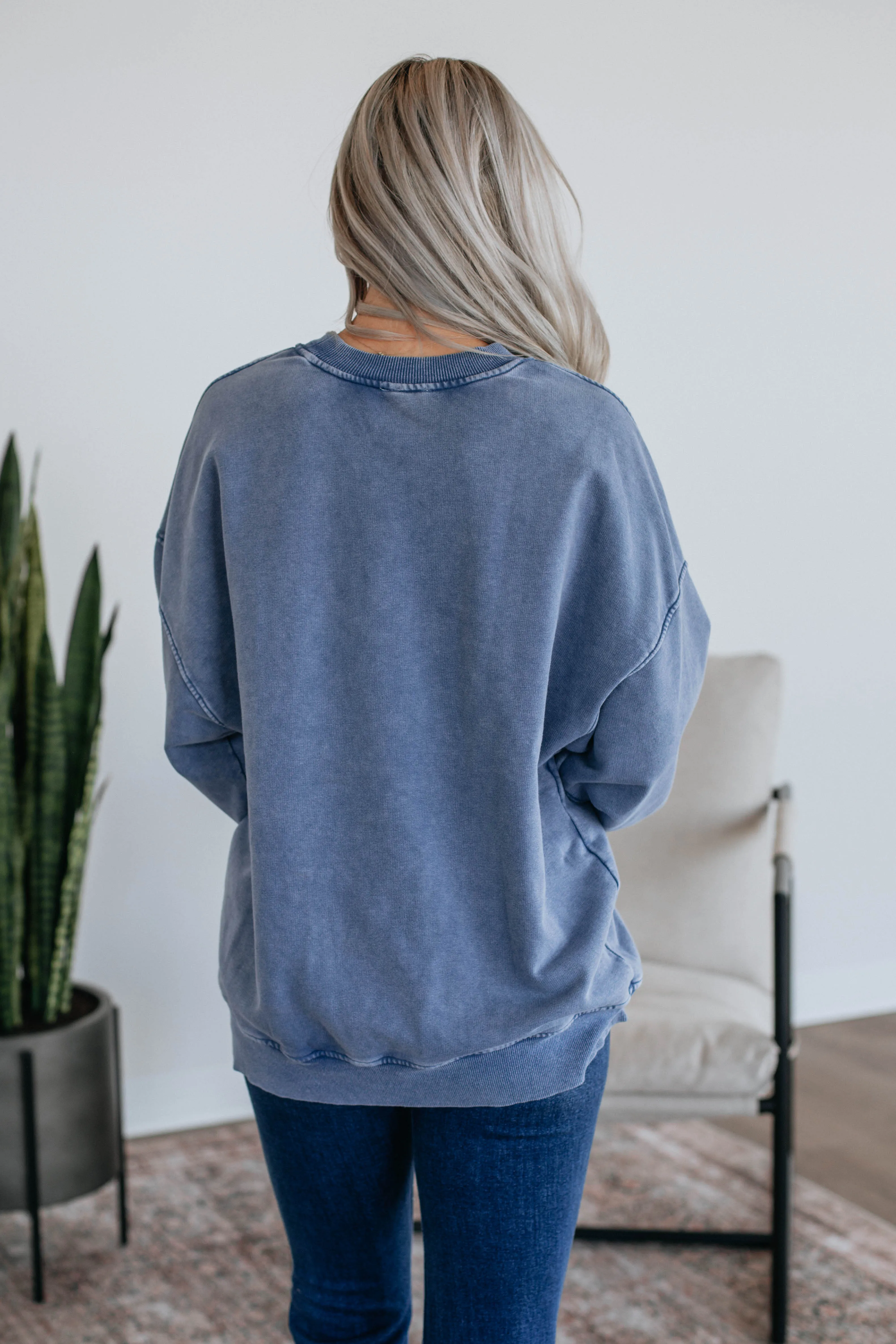 Game Day Oversized Crewneck - Steel Blue sold by Wild Oak Boutique product image thumbnail 5