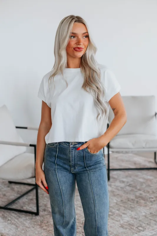 Monika Basic Tee - Ivory sold by Wild Oak Boutique