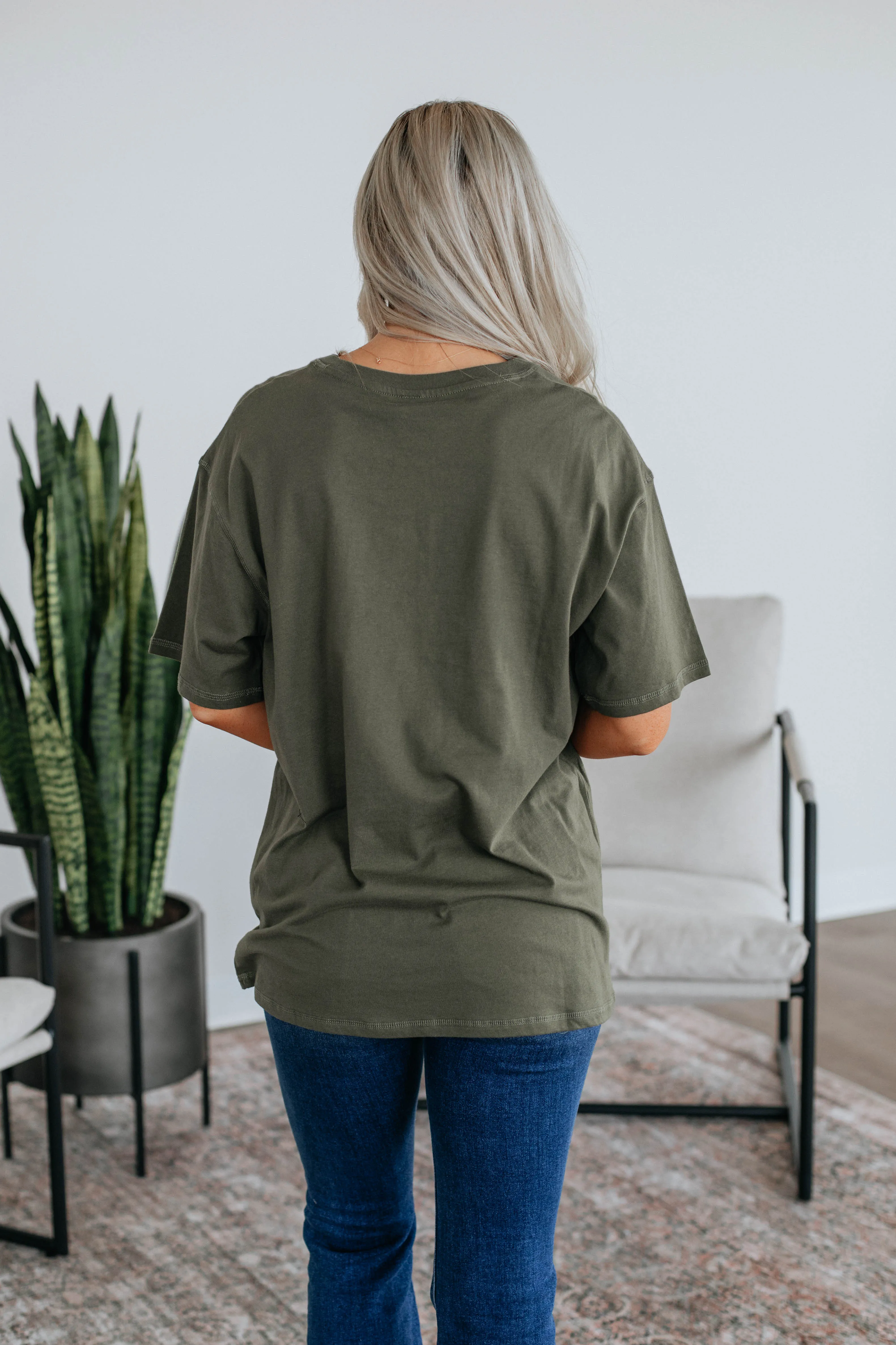 Zayda Basic Tee - Dark Olive sold by Wild Oak Boutique product image thumbnail 5