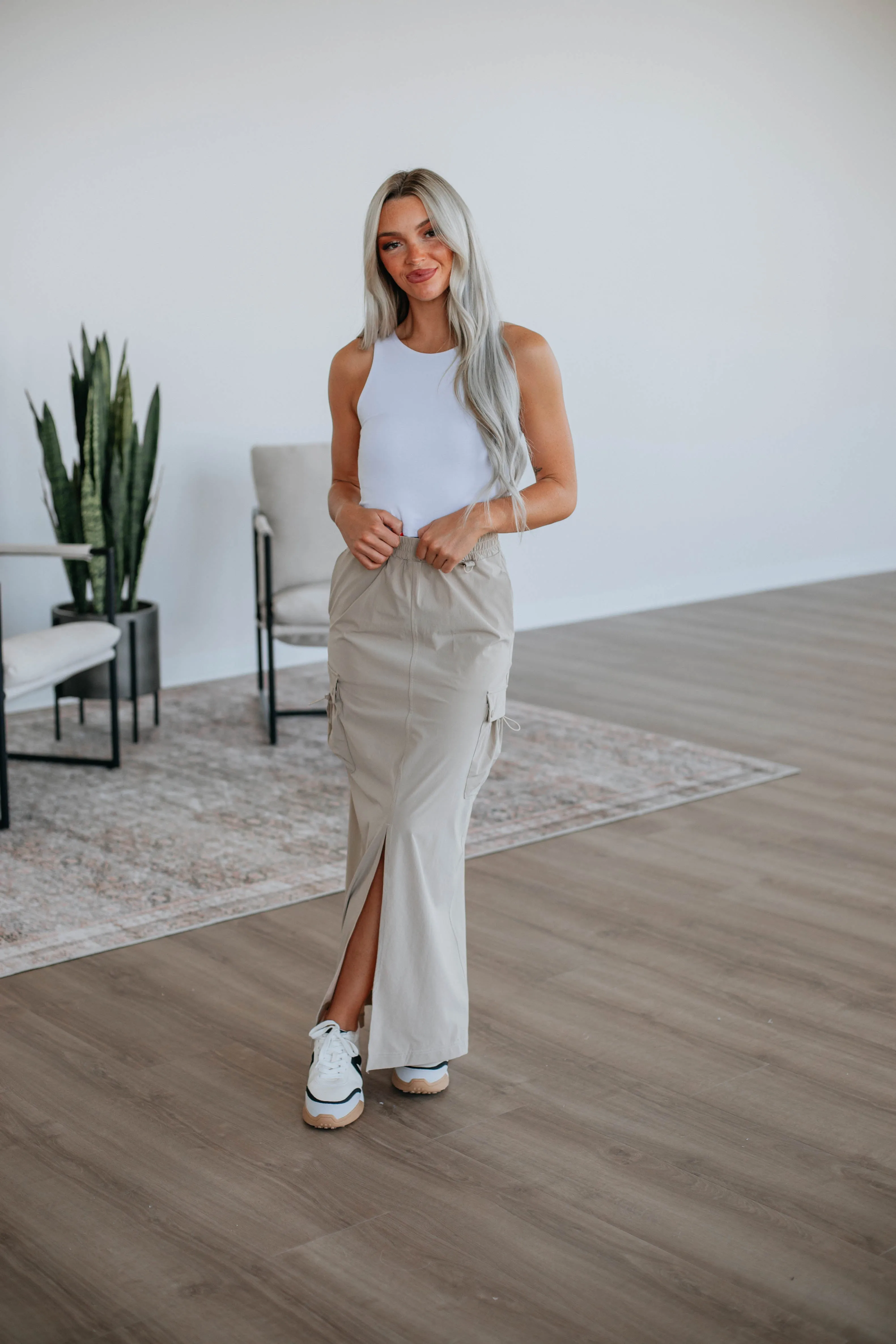 Rozen Cargo Skirt - Sand sold by Wild Oak Boutique product image thumbnail 3