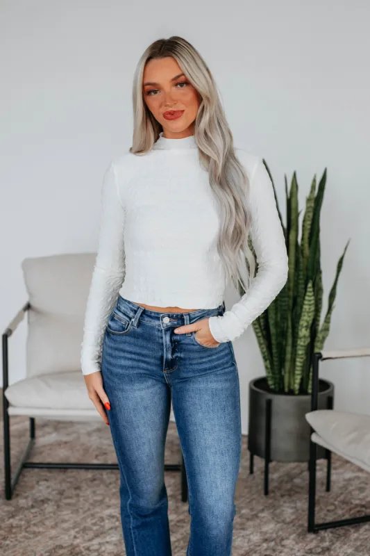 Dana Mock Neck Top - Ivory sold by Wild Oak Boutique