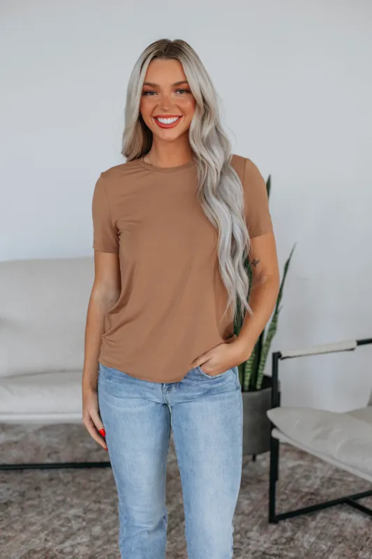RaeAnn Basic Tee - Camel sold by Wild Oak Boutique