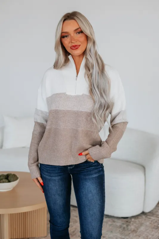 Isaac Half-Zip Sweater - Mocha sold by Wild Oak Boutique