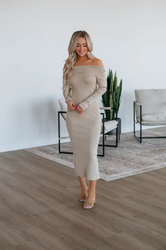 Morgana Sweater Dress - Taupe sold by Wild Oak Boutique