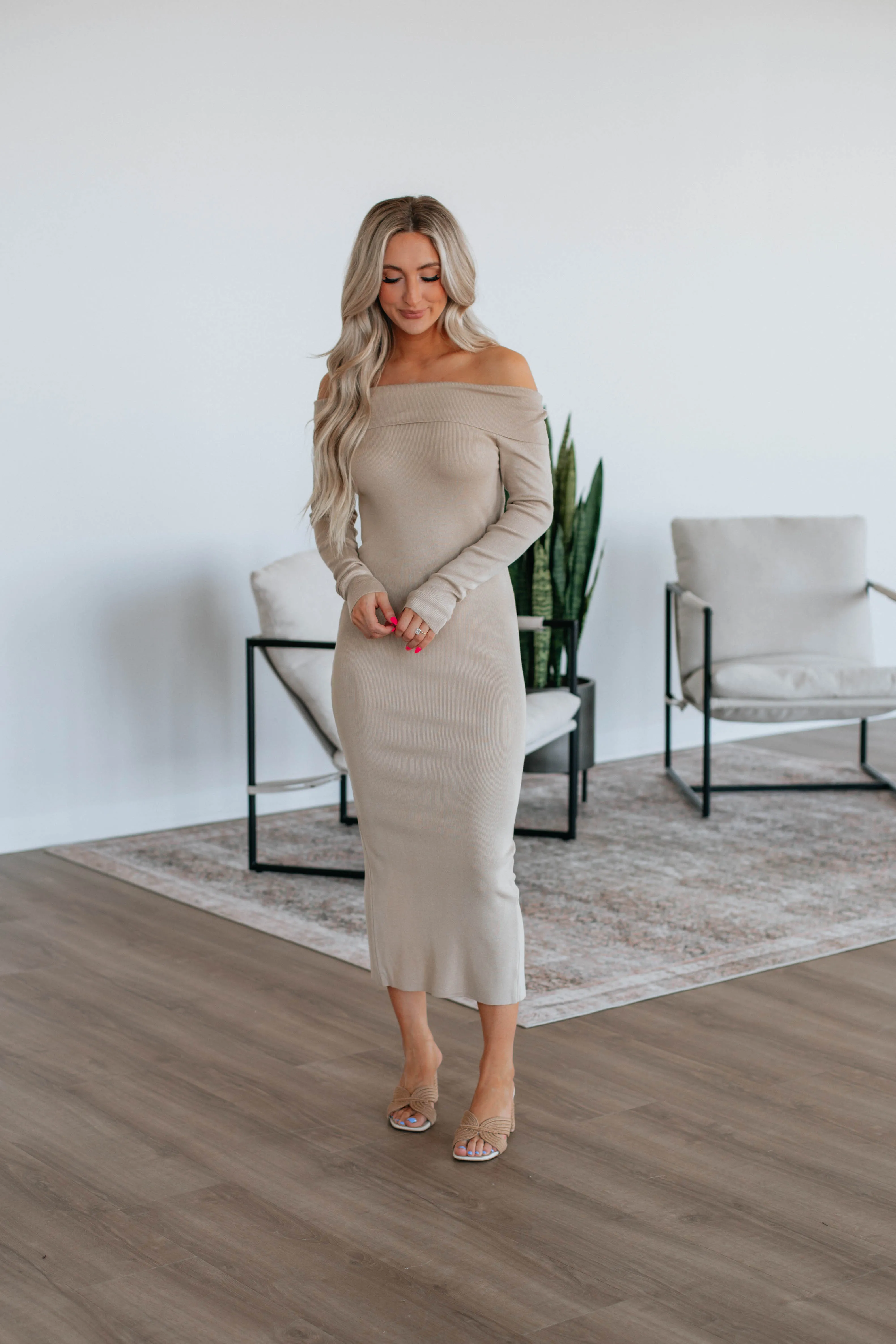 Morgana Sweater Dress - Taupe sold by Wild Oak Boutique product image thumbnail 5