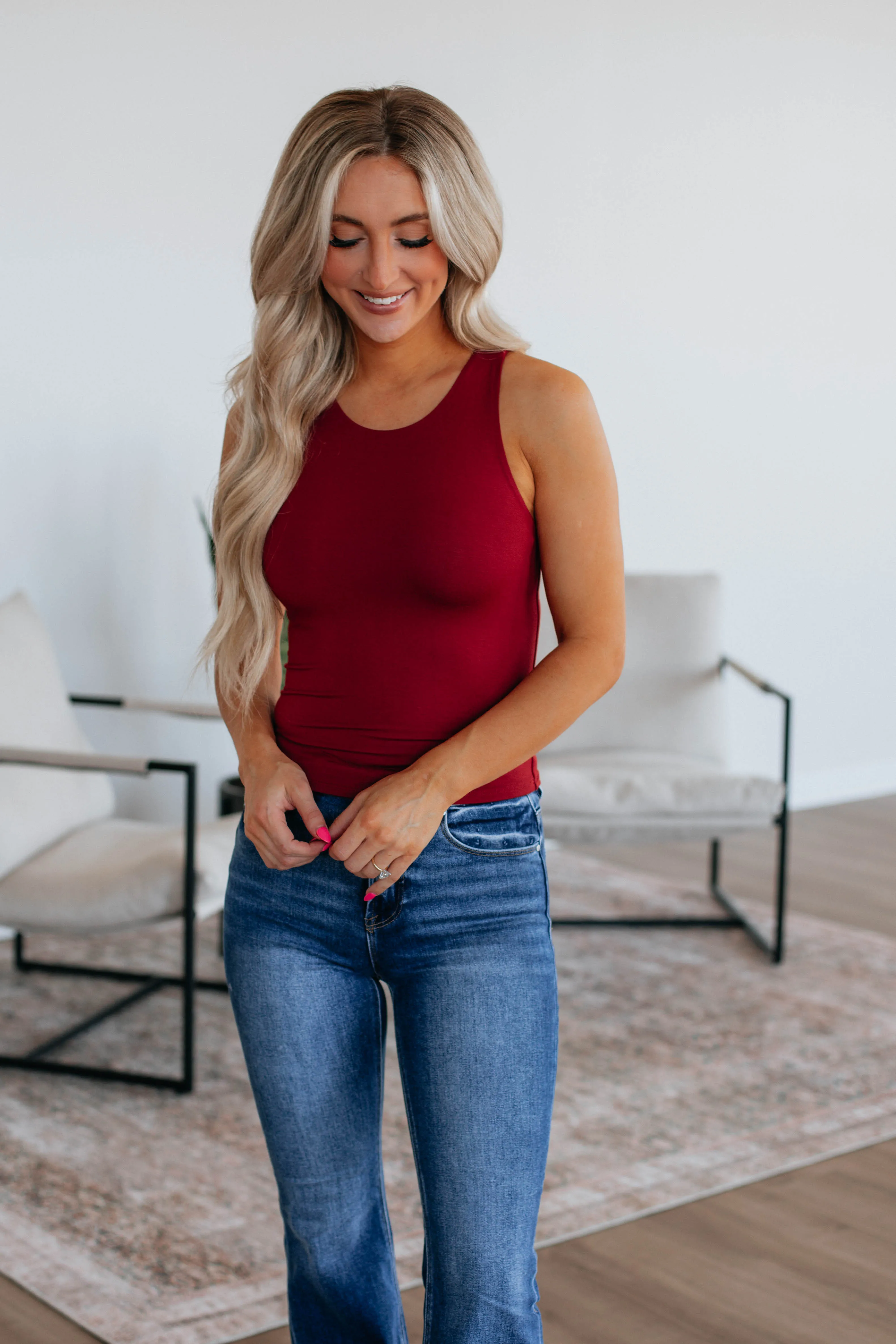 Demi Basic Tank - Scarlet sold by Wild Oak Boutique product image thumbnail 4