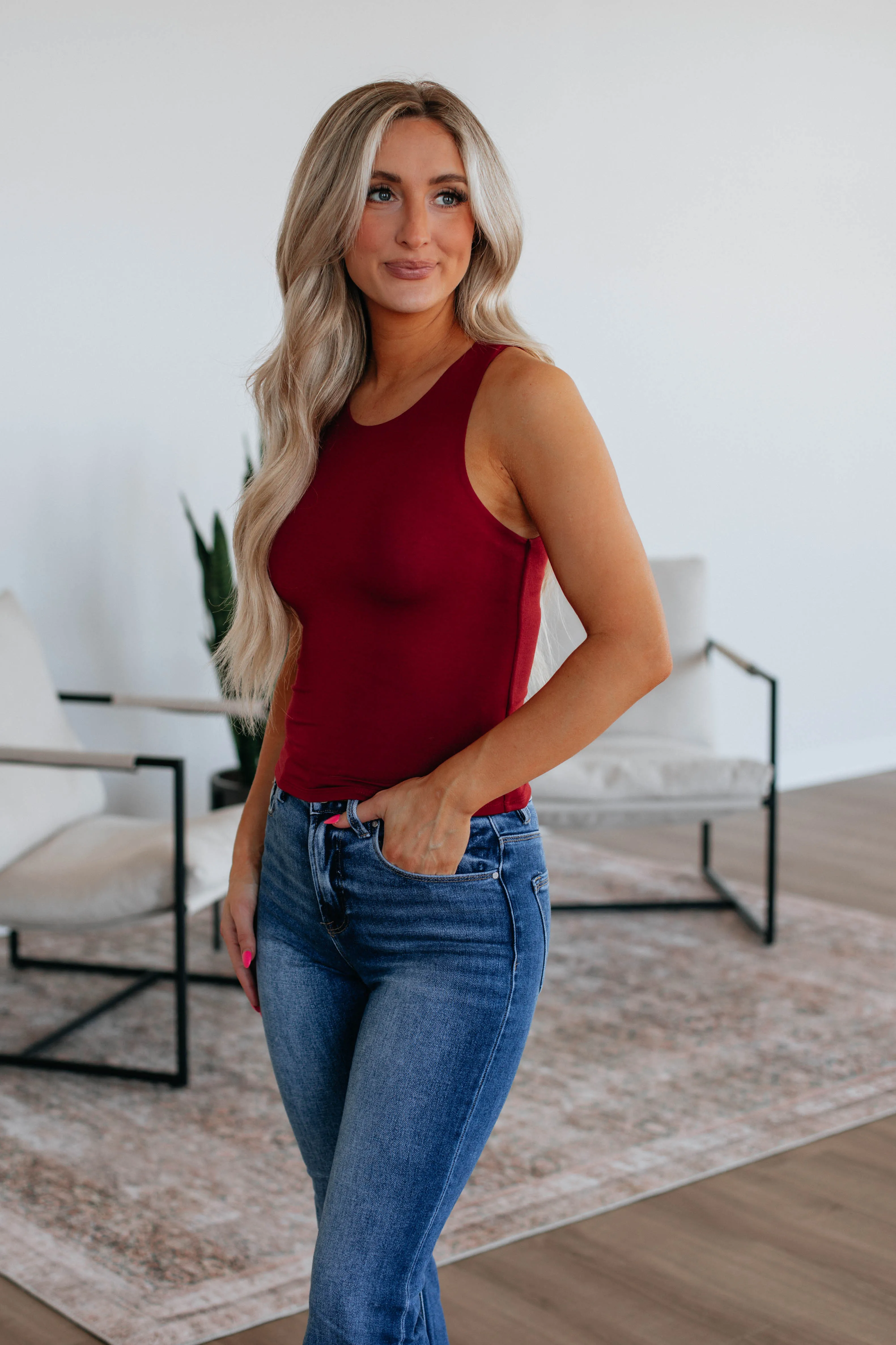 Demi Basic Tank - Scarlet sold by Wild Oak Boutique product image thumbnail 3