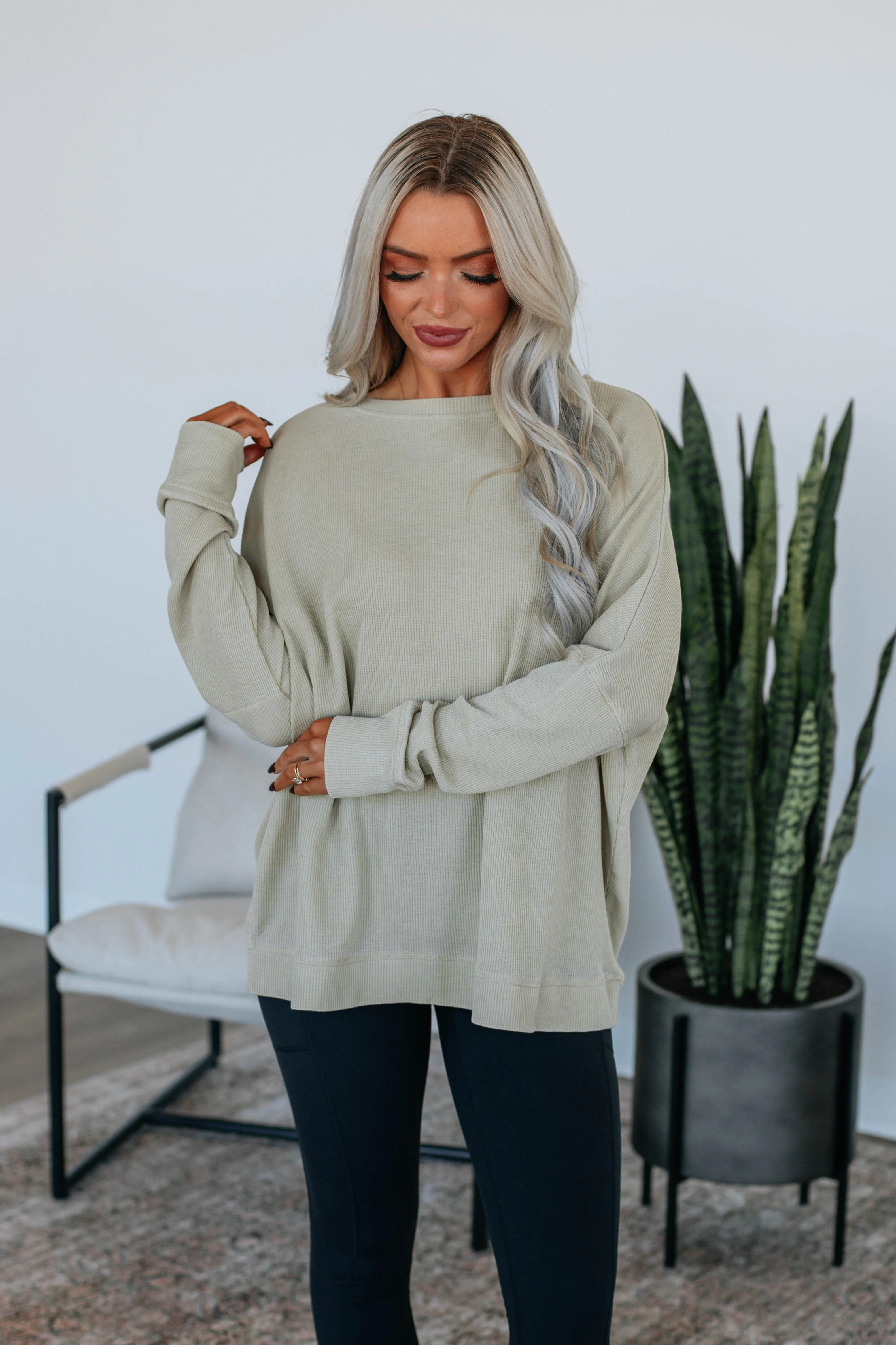 Breah Waffle Knit Top - Sand sold by Wild Oak Boutique product image thumbnail 4