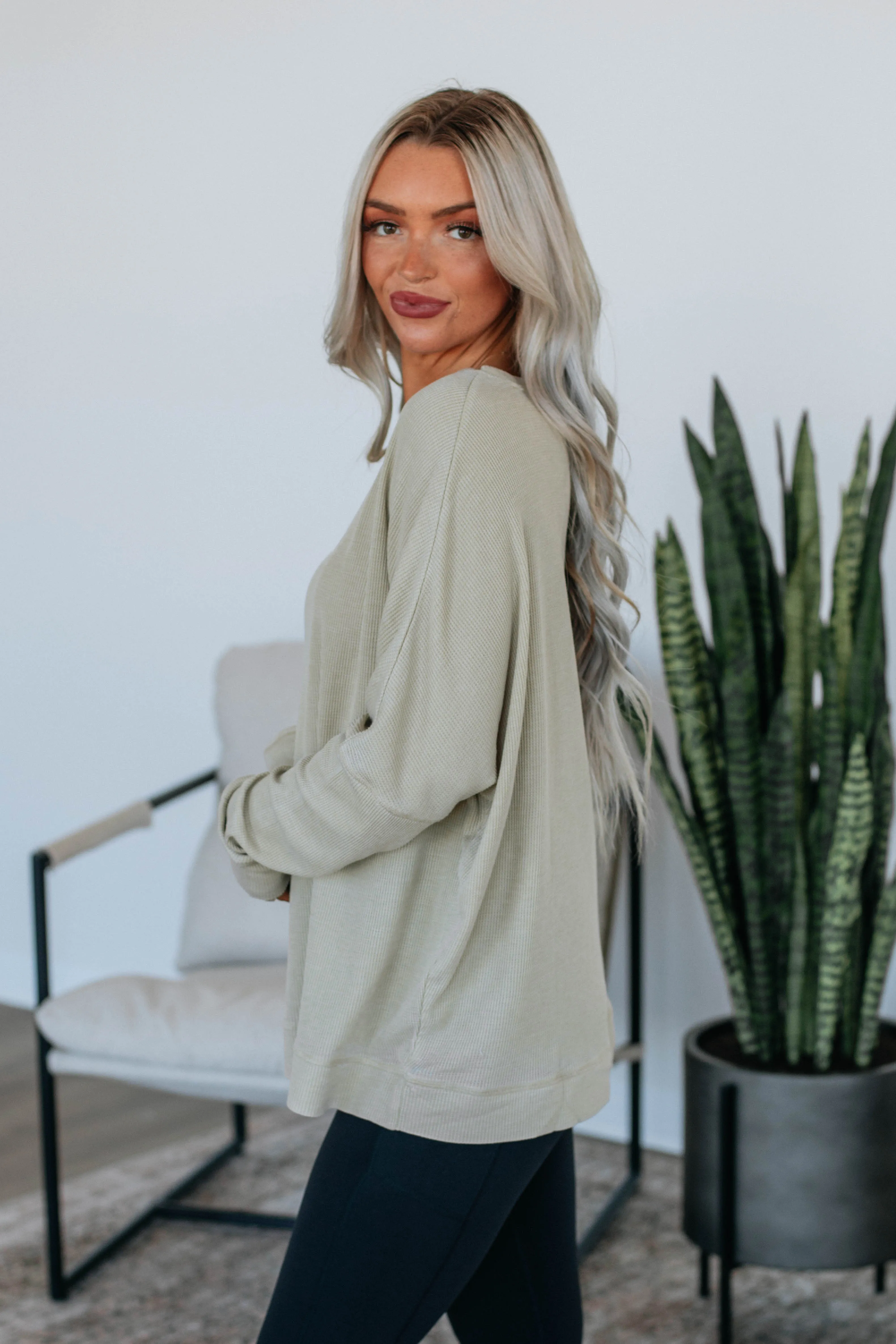 Breah Waffle Knit Top - Sand sold by Wild Oak Boutique product image thumbnail 3