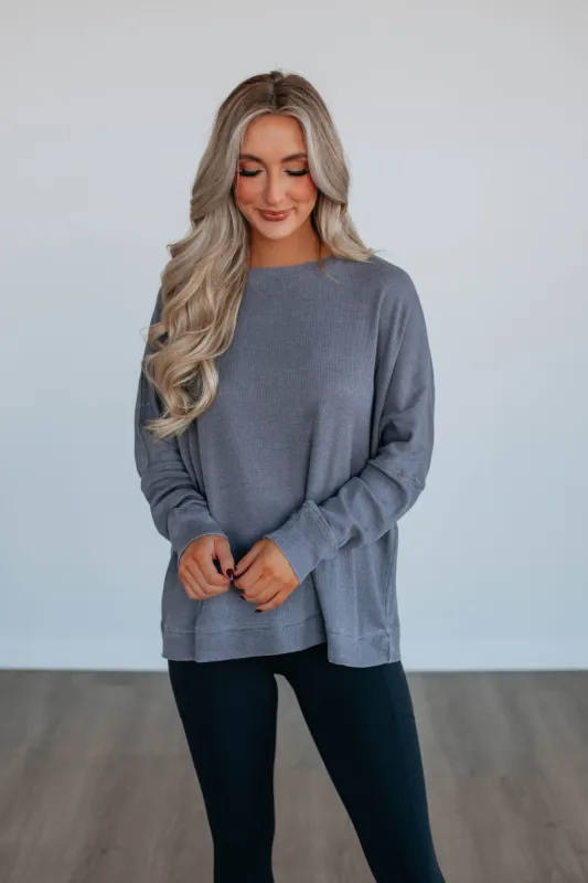 Breah Waffle Knit Top - Dove sold by Wild Oak Boutique