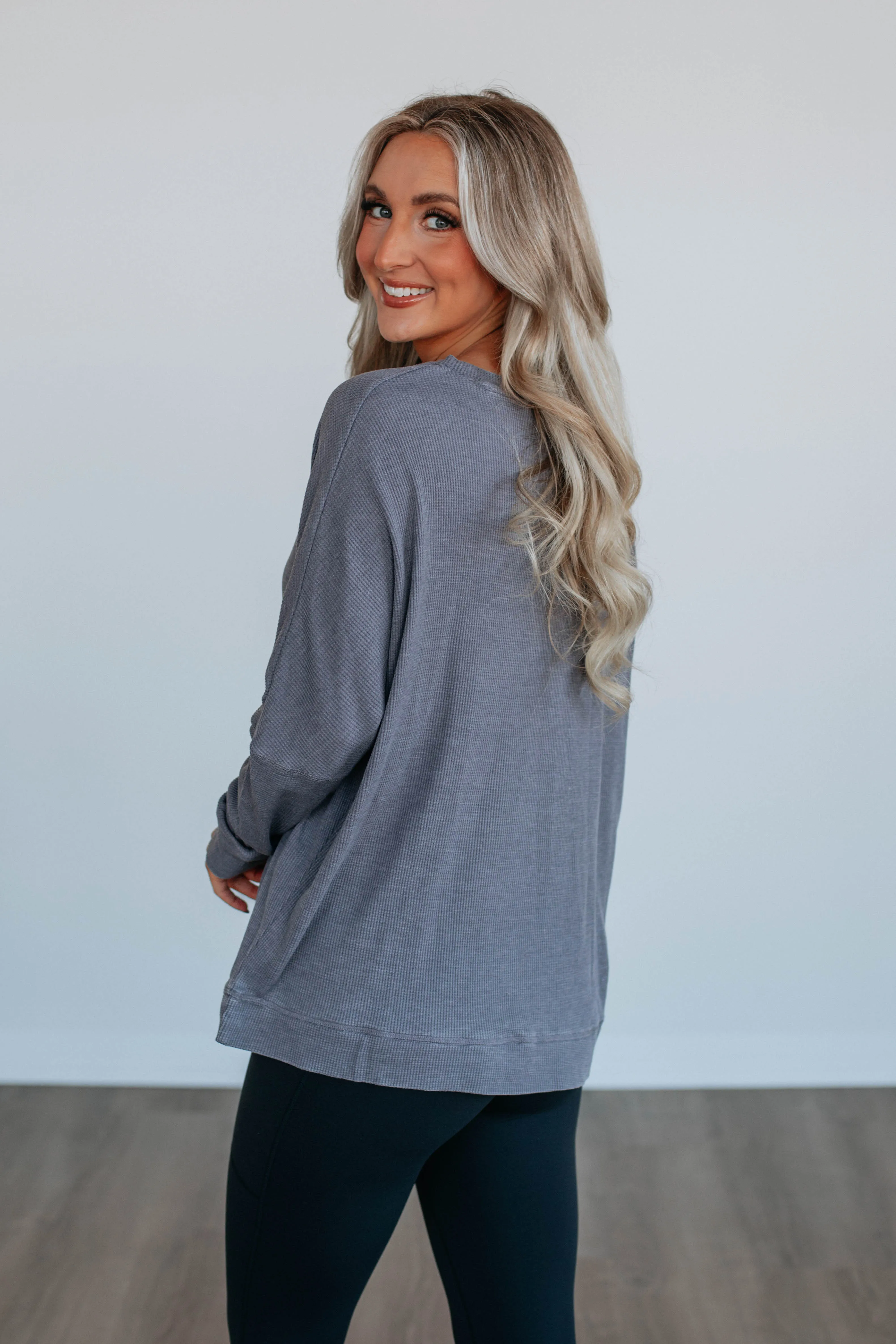 Breah Waffle Knit Top - Dove sold by Wild Oak Boutique product image thumbnail 5