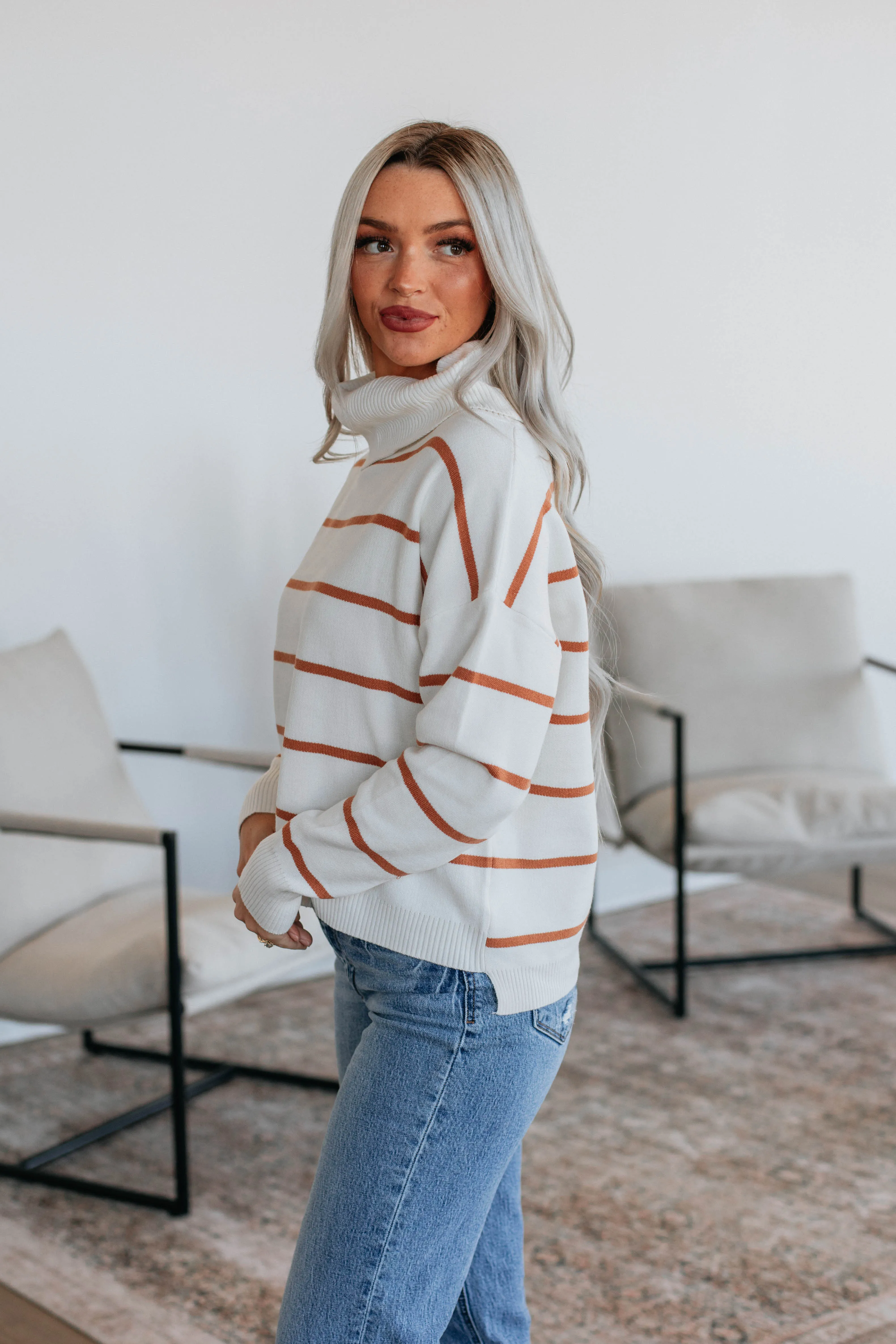 Larisa Striped Sweater - Ivory sold by Wild Oak Boutique product image thumbnail 3