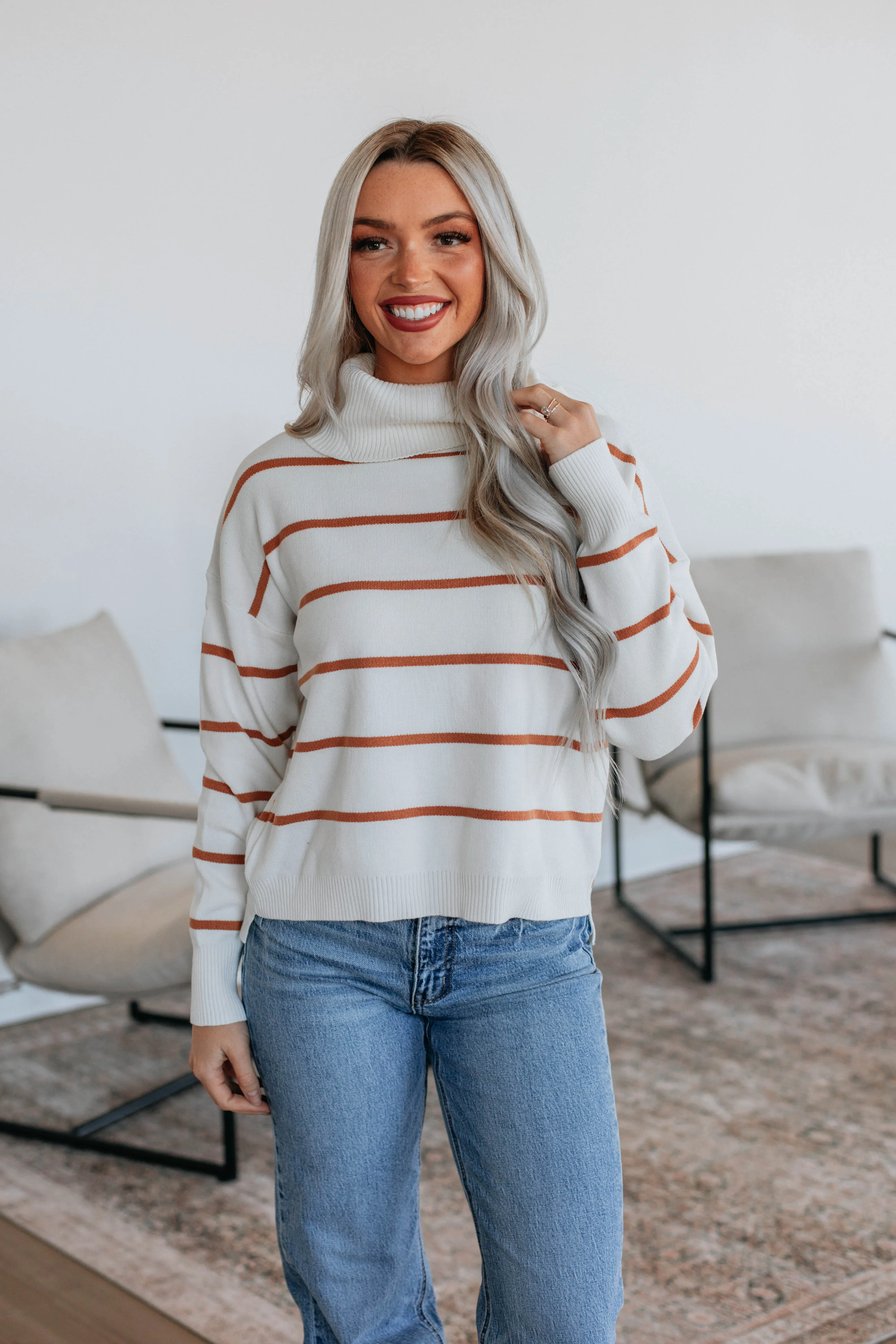 Larisa Striped Sweater - Ivory sold by Wild Oak Boutique